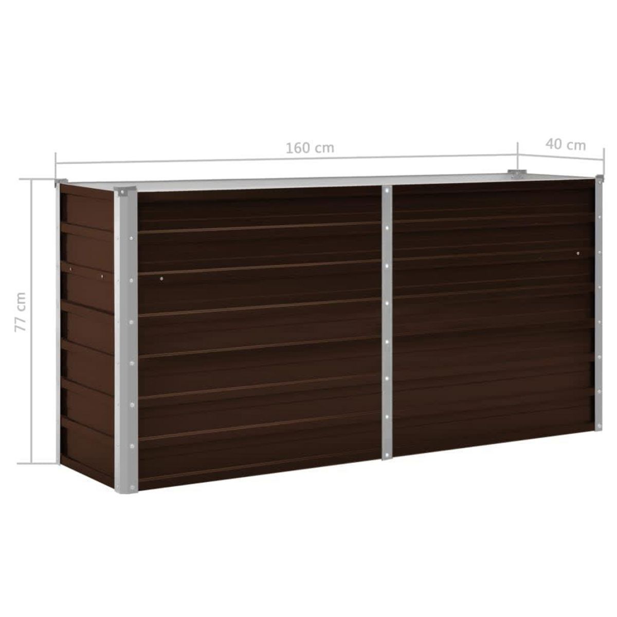 VIDAXL Lit sureleve de jardin Marron 160x40x77 cm Acier galvanise