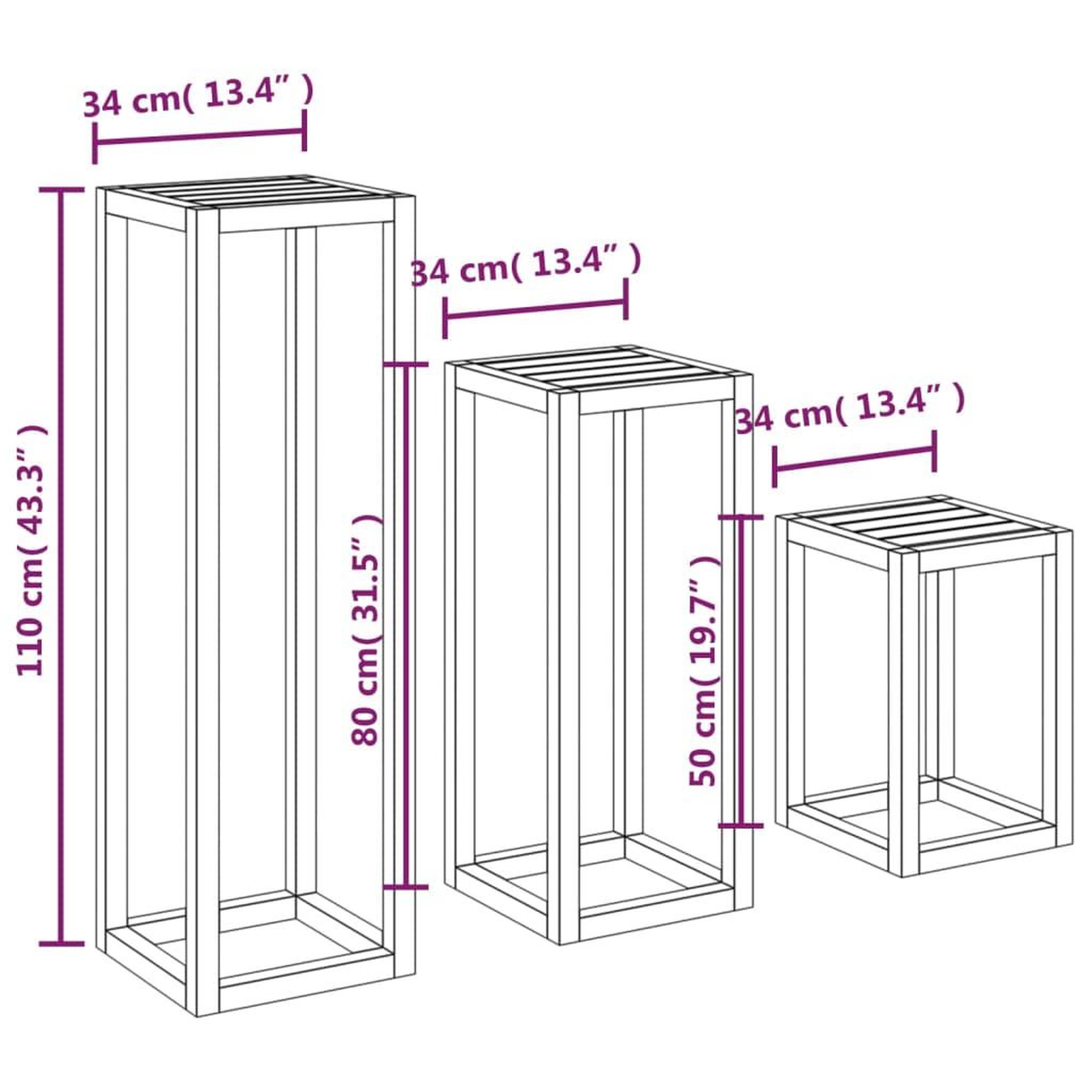 Voir la diapositive 6 : VIDAXL Ensemble de supports pour plantes 3 pcs Bois de pin massif