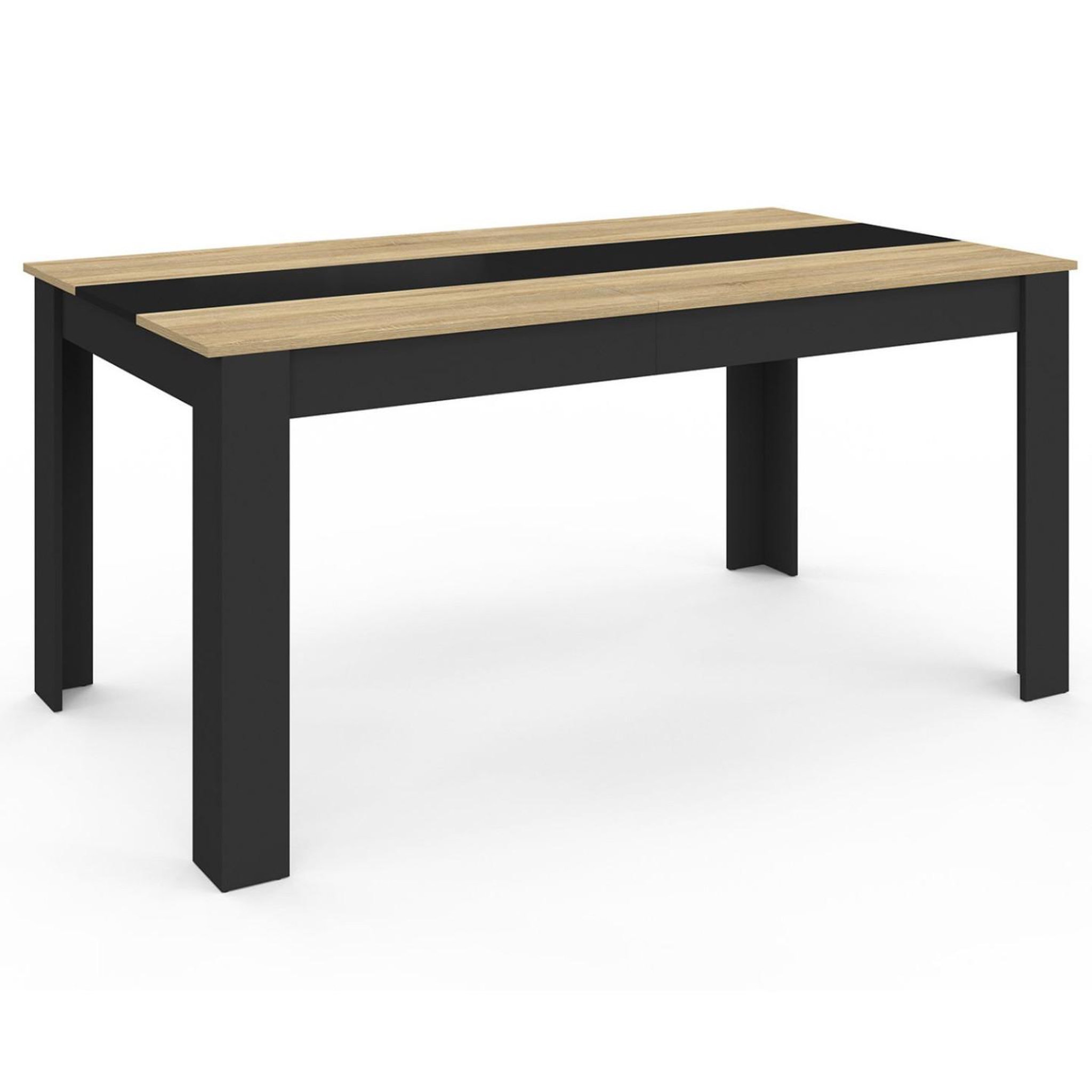 Voir la diapositive 3 : ID MARKET Table à manger rectangle georgia 8 personnes noire et imitation hêtre 160 x 80 cm