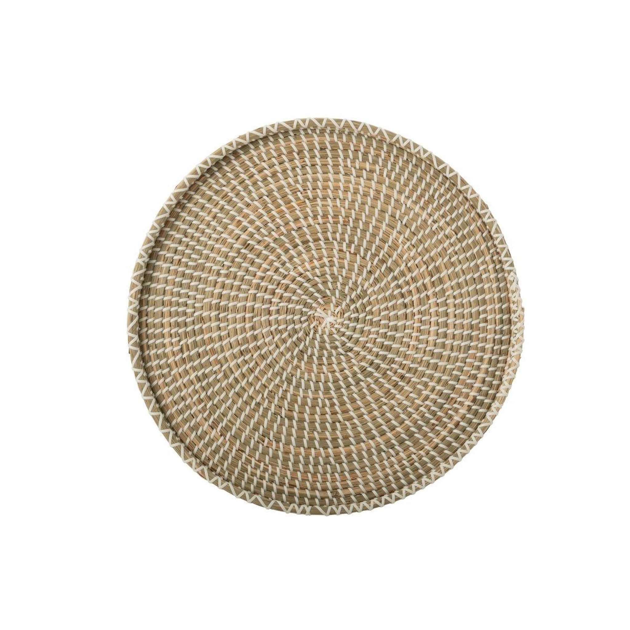 Voir la diapositive 2 : J-LINE Plateau déco en jonc de mer  reid  43cm naturel