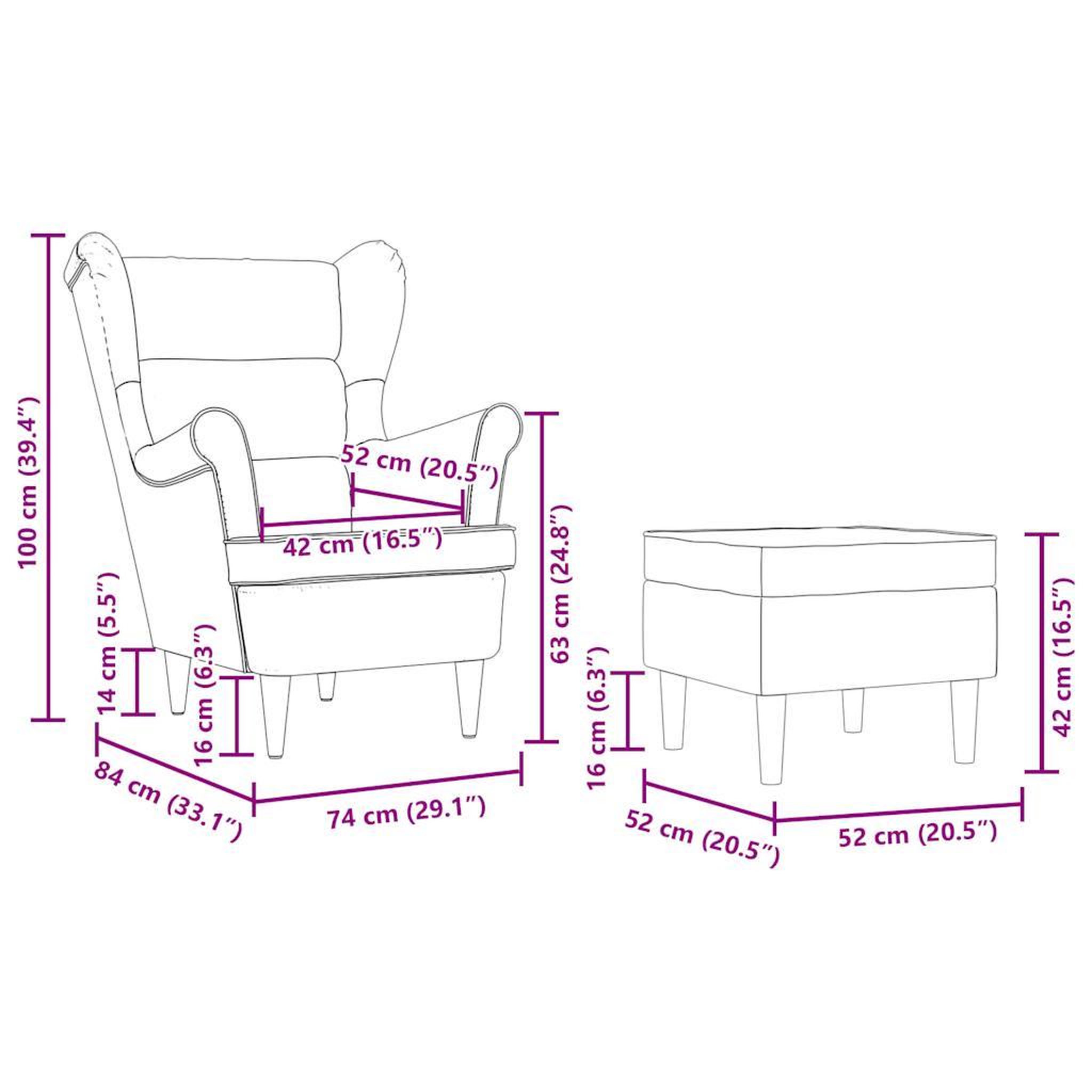Voir la diapositive 6 : VIDAXL Fauteuil avec repose-pied Taupe Tissu