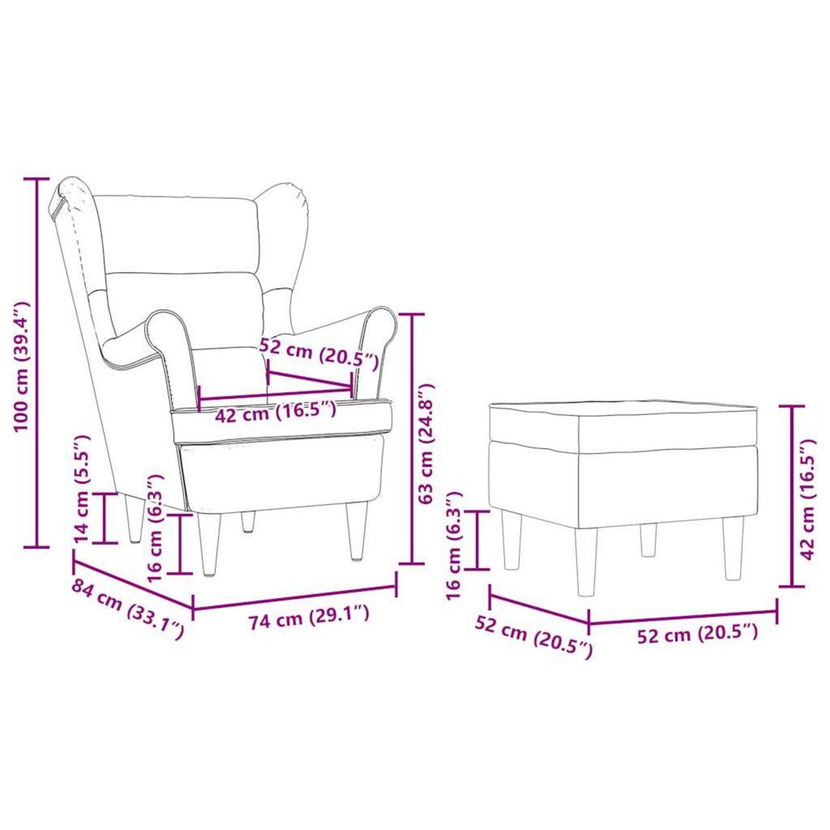 VIDAXL Fauteuil avec repose-pied Taupe Tissu