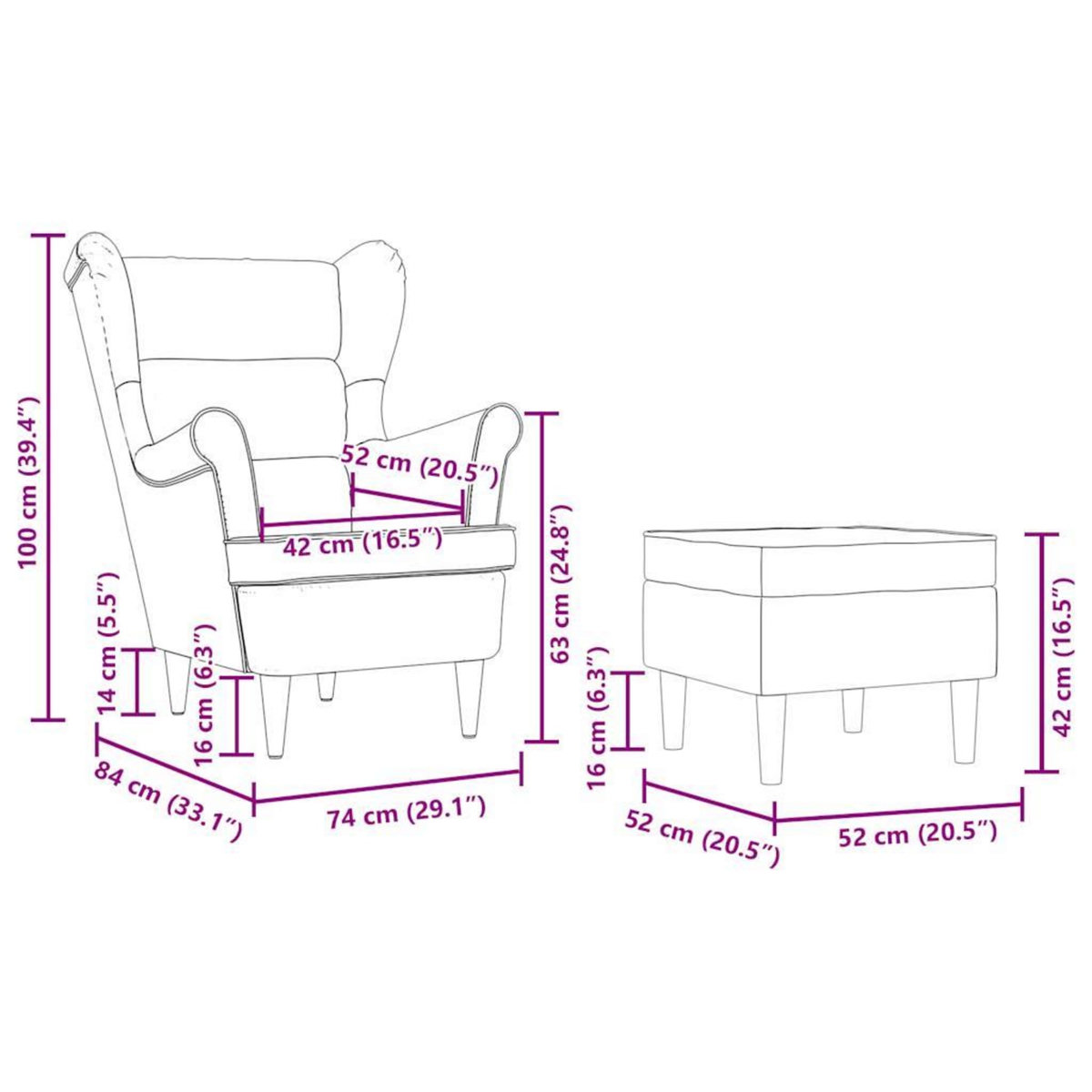 VIDAXL Fauteuil avec repose-pied Taupe Tissu
