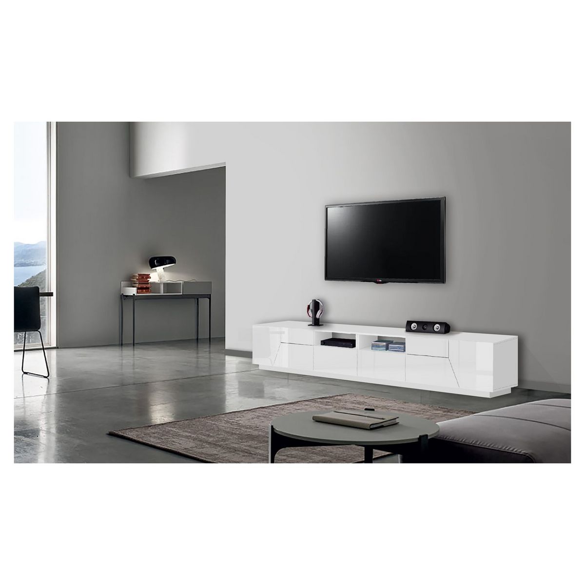 Meuble TV moderne 4 portes 2 tiroirs L200cm SORRENTE