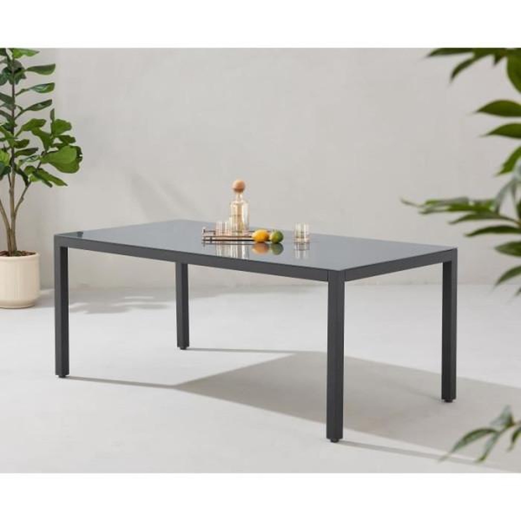 Voir la diapositive 5 : MARKET24 Ensemble repas de jardin : Table 180 cm + 8 chaises - Structure aluminium - Plateau verre trempé - Gris