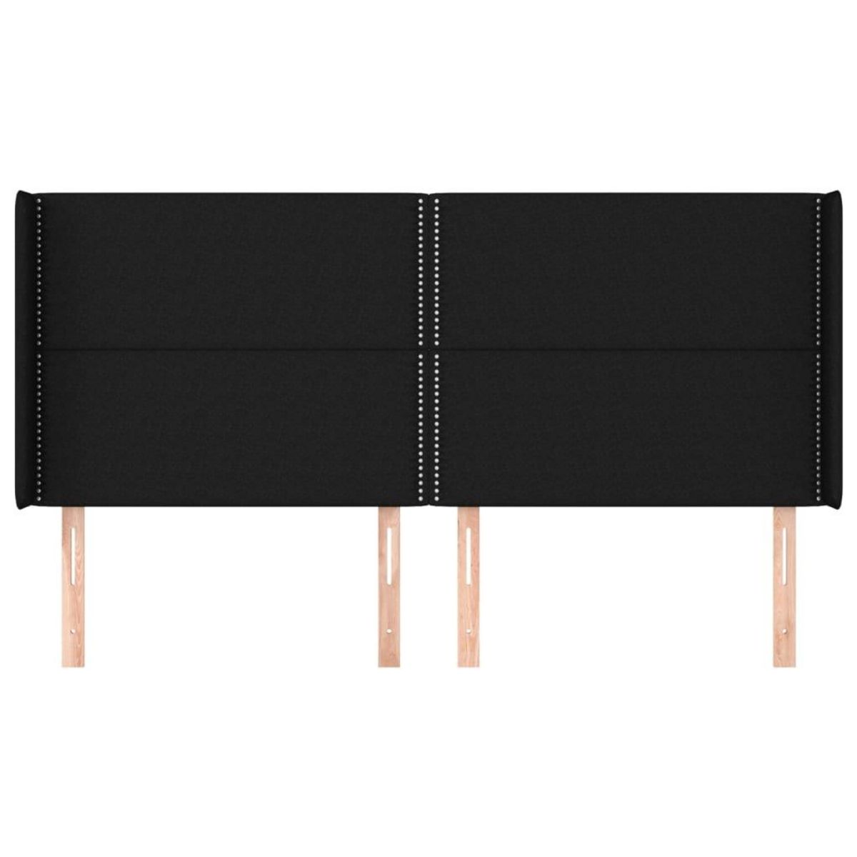 VIDAXL Tete de lit avec oreilles Noir 203x16x118/128 cm Tissu