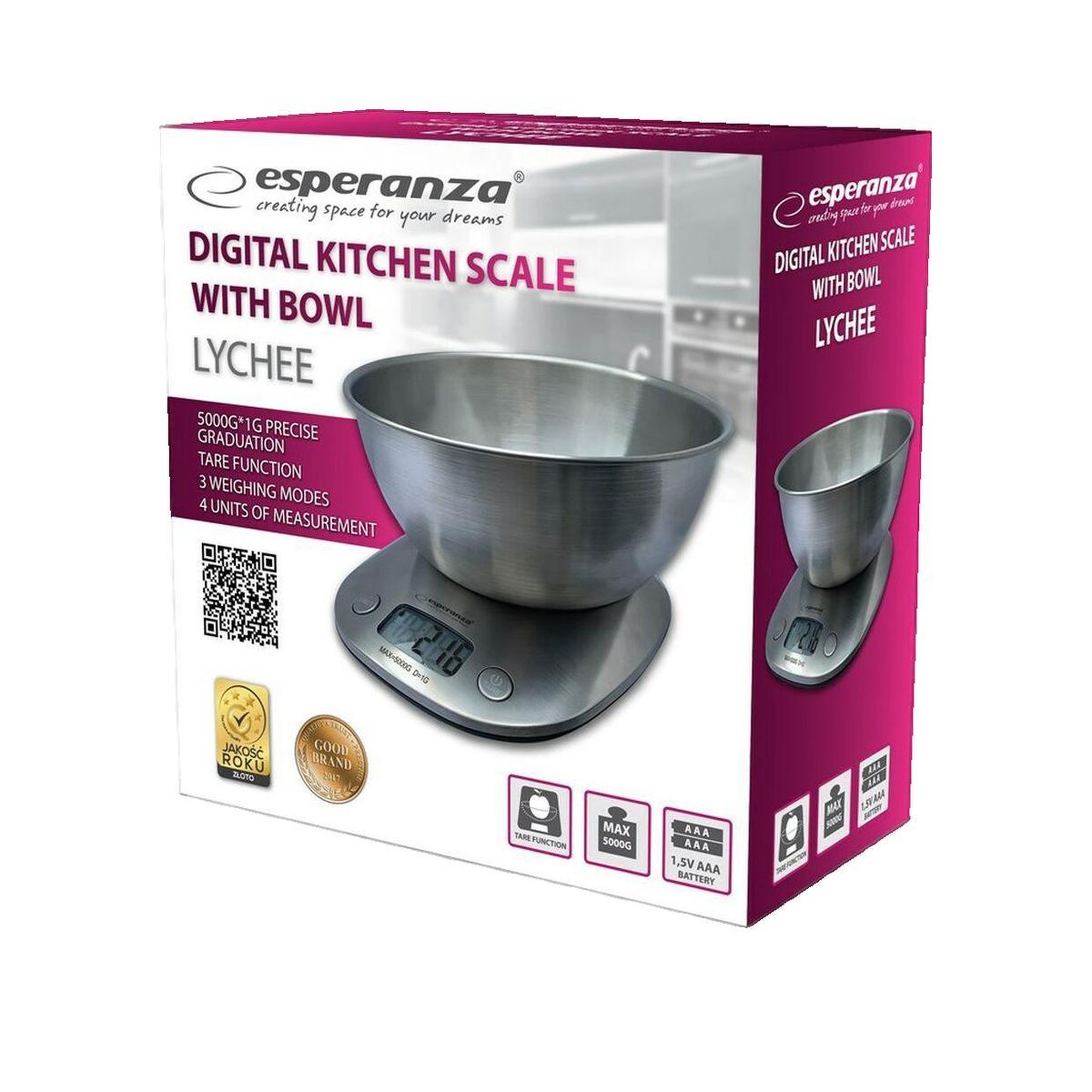 Voir la diapositive 2 : ESPERANZA Balance de cuisine Esperanza eks008 en acier inoxydable 5 kg