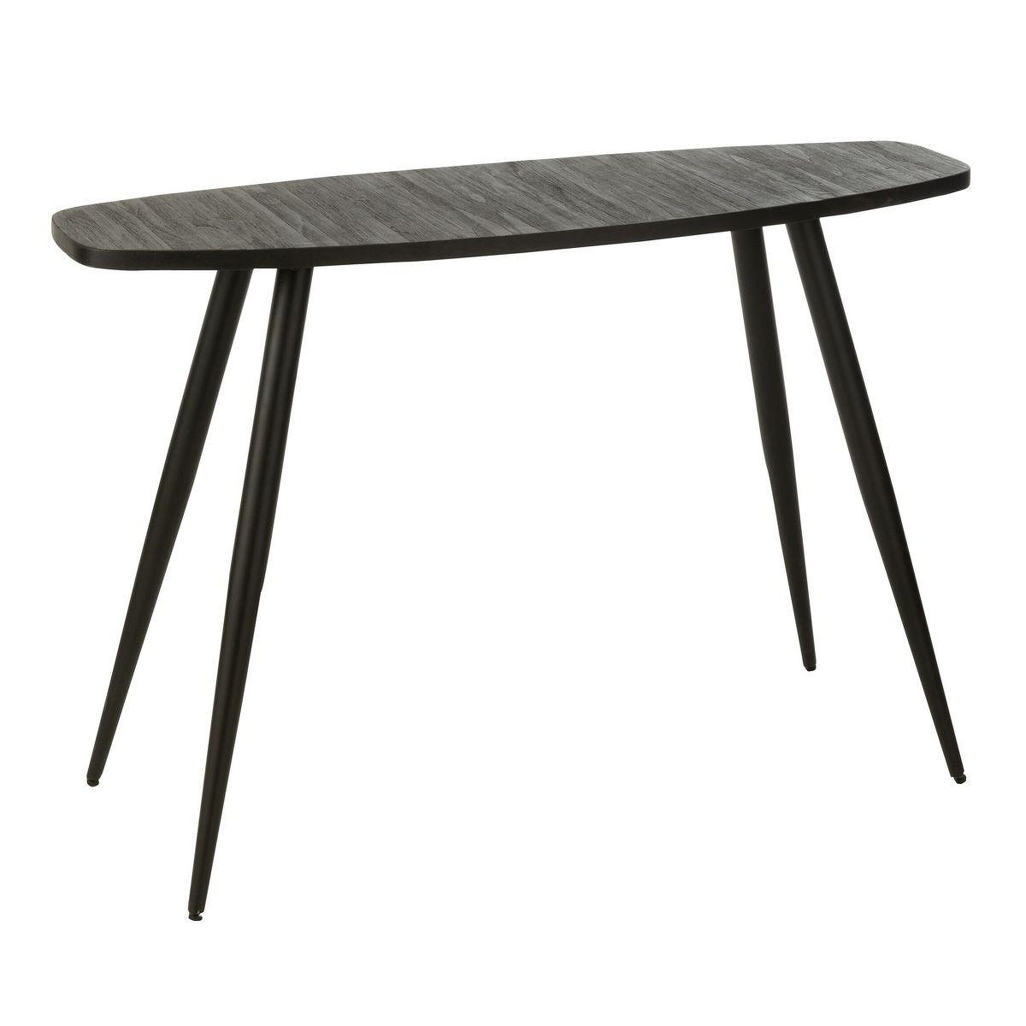 J-LINE Console ovale en bois  teck  120cm noir