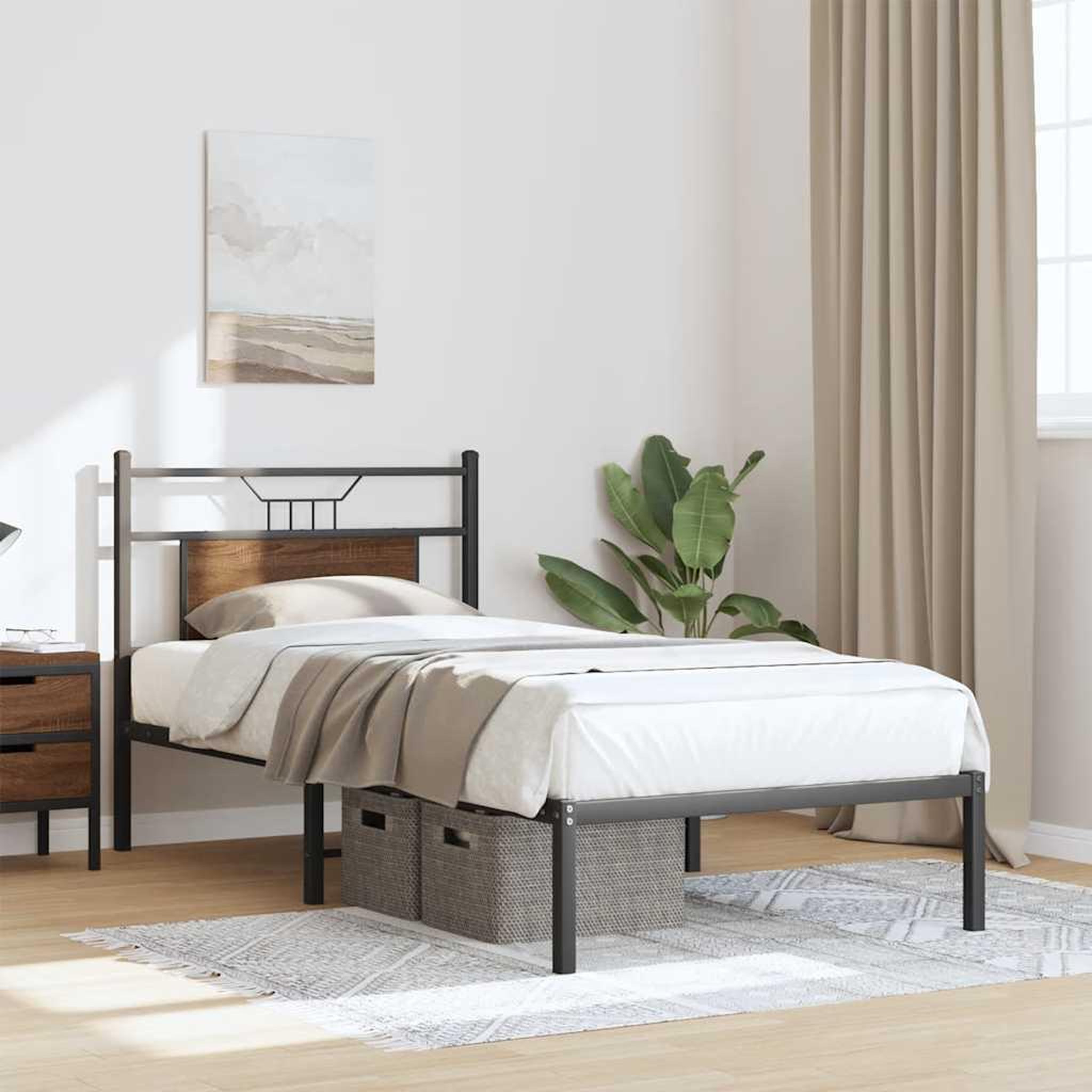 Voir la diapositive 5 : VIDAXL Cadre de lit sans matelas chene marron 90x190cm bois ingenierie
