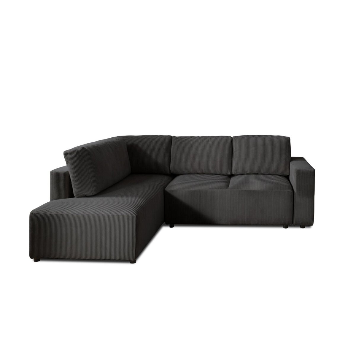 LISA DESIGN Livy - canapé d'angle convertible - avec coffre - en velours côtelé - 5 places - gauche