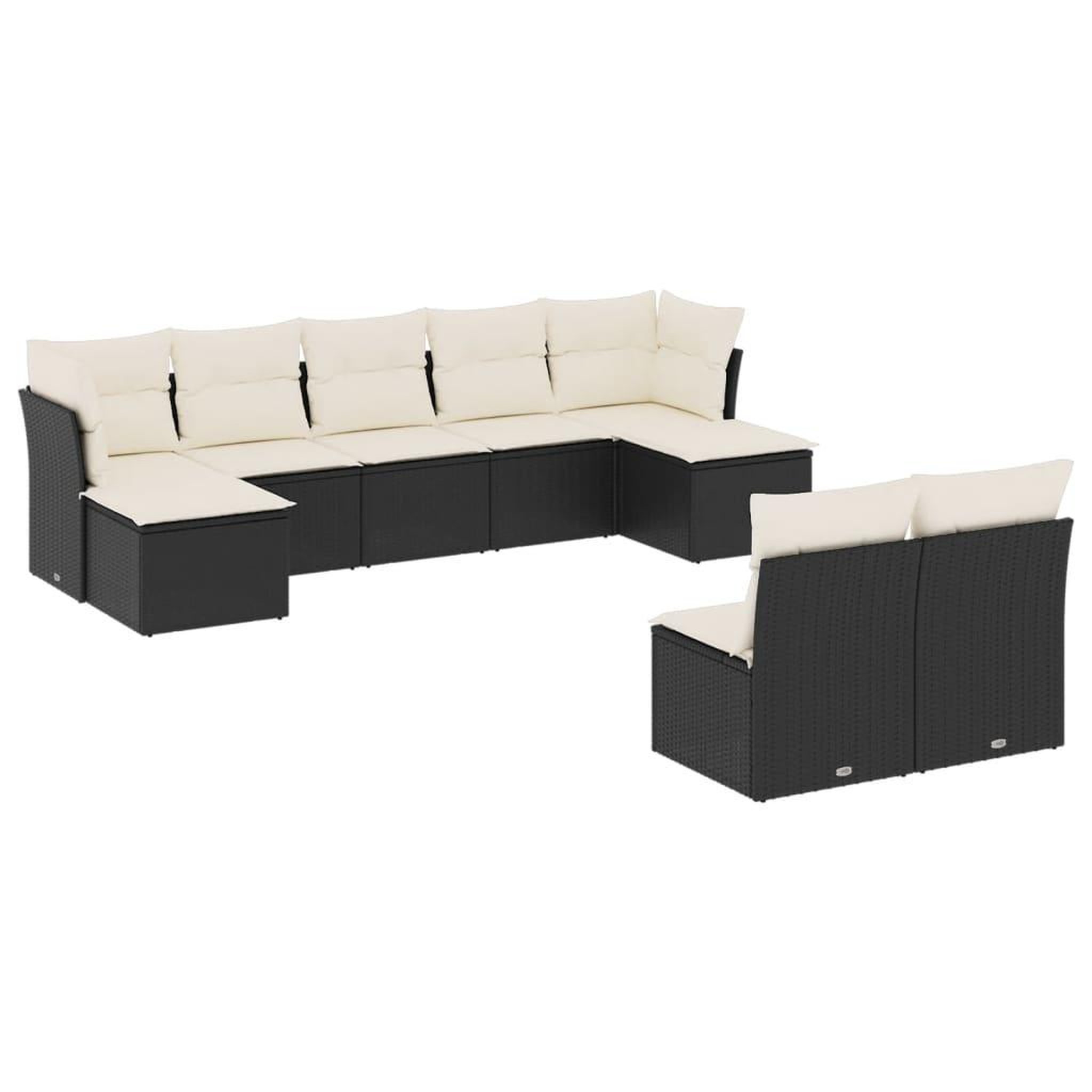 Voir la diapositive 2 : VIDAXL Salon de jardin 9 pcs avec coussins noir resine tressee