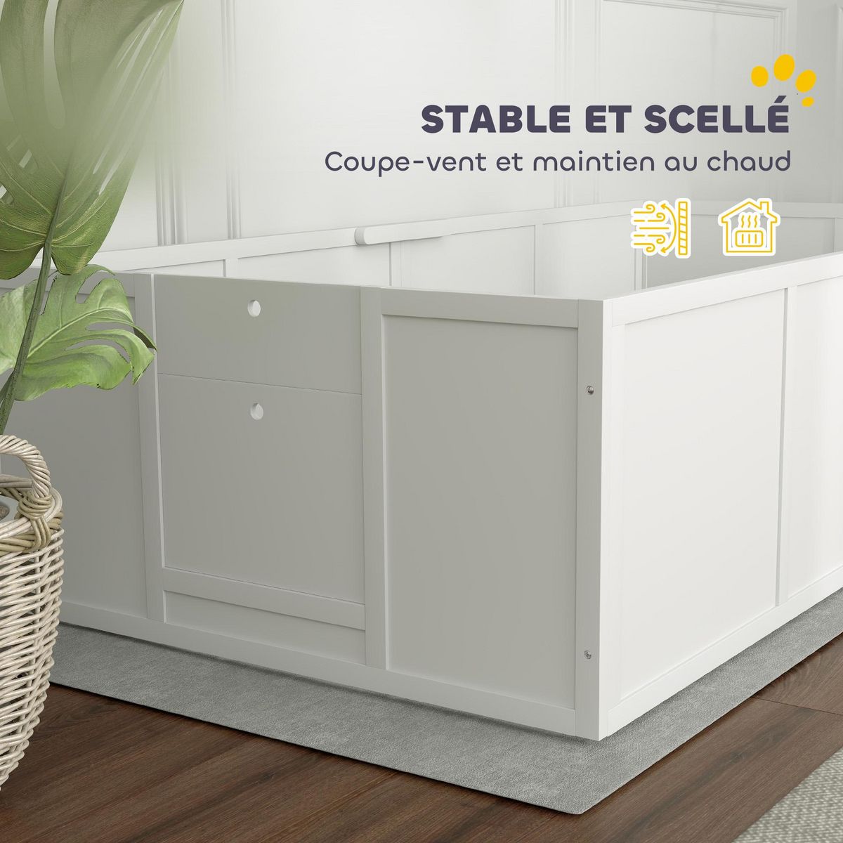 PAWHUT Parc de mise bas pour chien - caisse de mise bas pour chien - hauteur porte réglable - bois pin MDF blanc