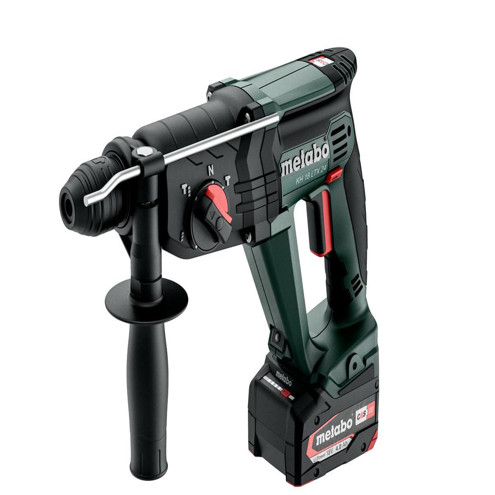 METABO SAS Marteau perforateur burineur 18 V sans fil KH 18 LTX 24 2 x 4,0 Ah Li-Power, ASC 55