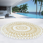 Voir la diapositive 2 : ID MARKET Tapis extérieur ROND naturel et blanc D.150 CM