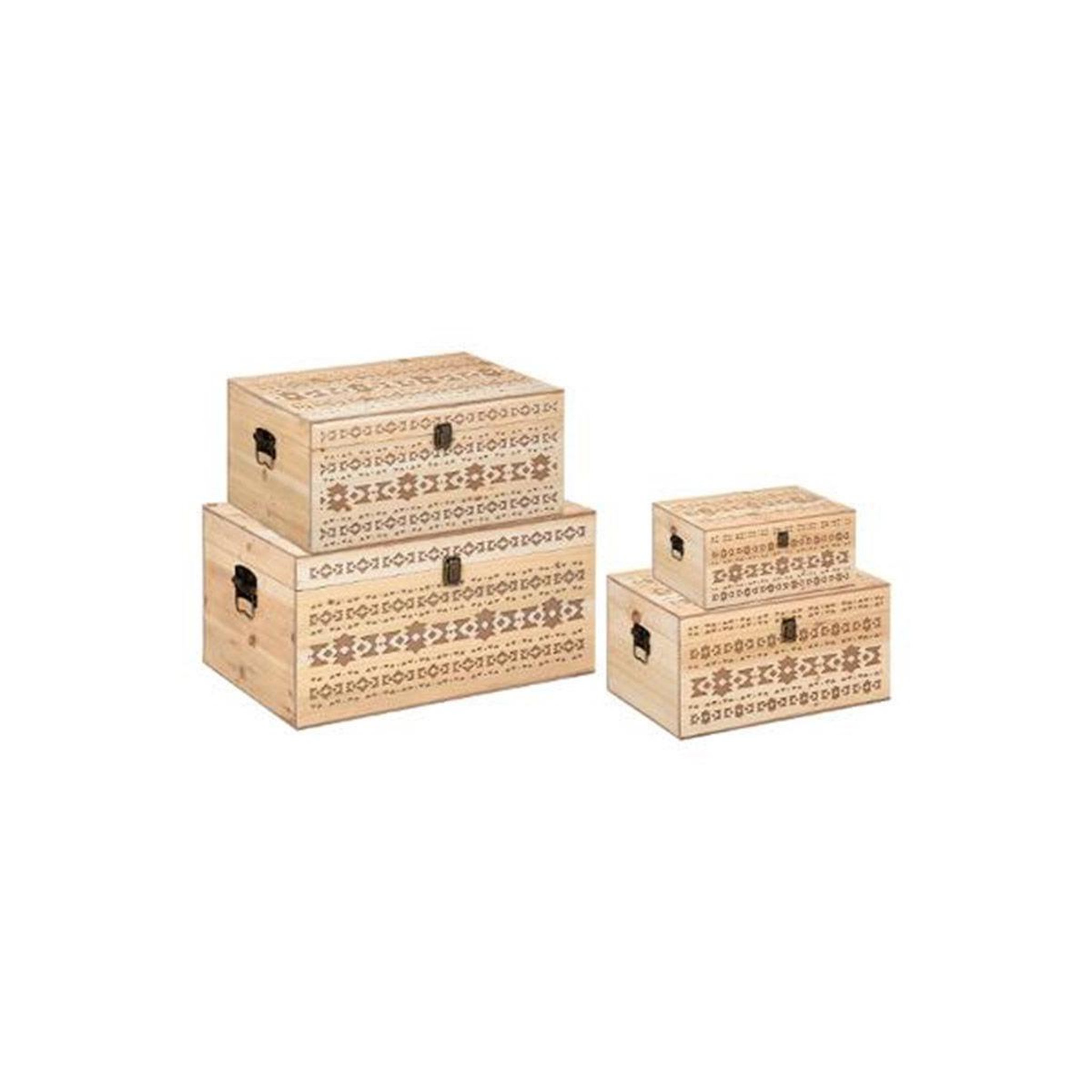 Voir la diapositive 1 : ATMOSPHERA Lot de 4 malles en bois  hacienda  58cm naturel