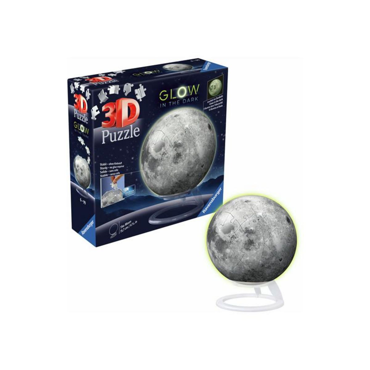 RAVENSBURGER Ravensburger - 3D Puzzle Ball Moon Glow in the Dark, 72pcs. 115860