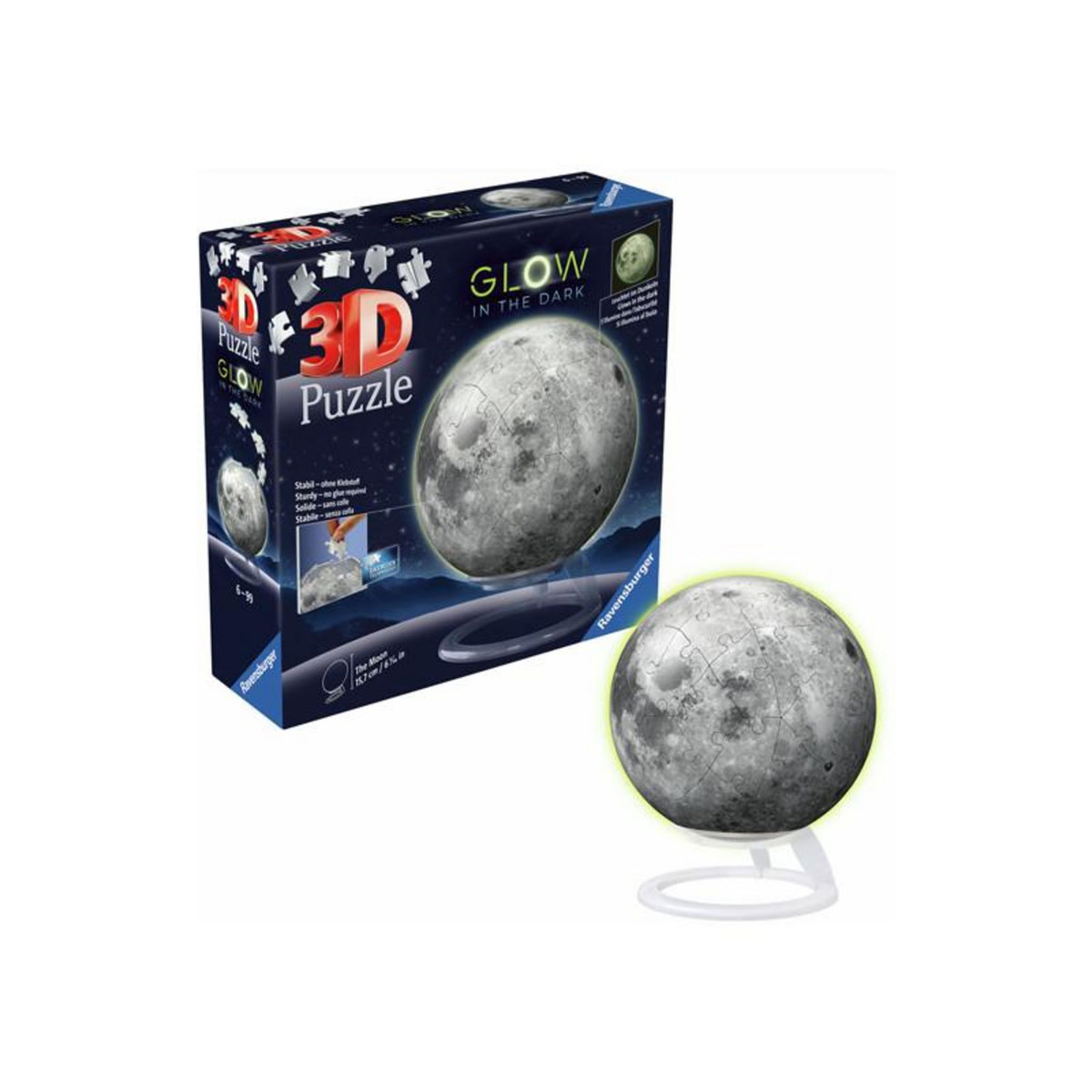 RAVENSBURGER Ravensburger - 3D Puzzle Ball Moon Glow in the Dark, 72pcs. 115860