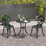 Voir la diapositive 4 : OUTSUNNY Ensemble bistrot de jardin 2 personnes 3 pièces aluminium aspect fer forgé noir vieilli vert