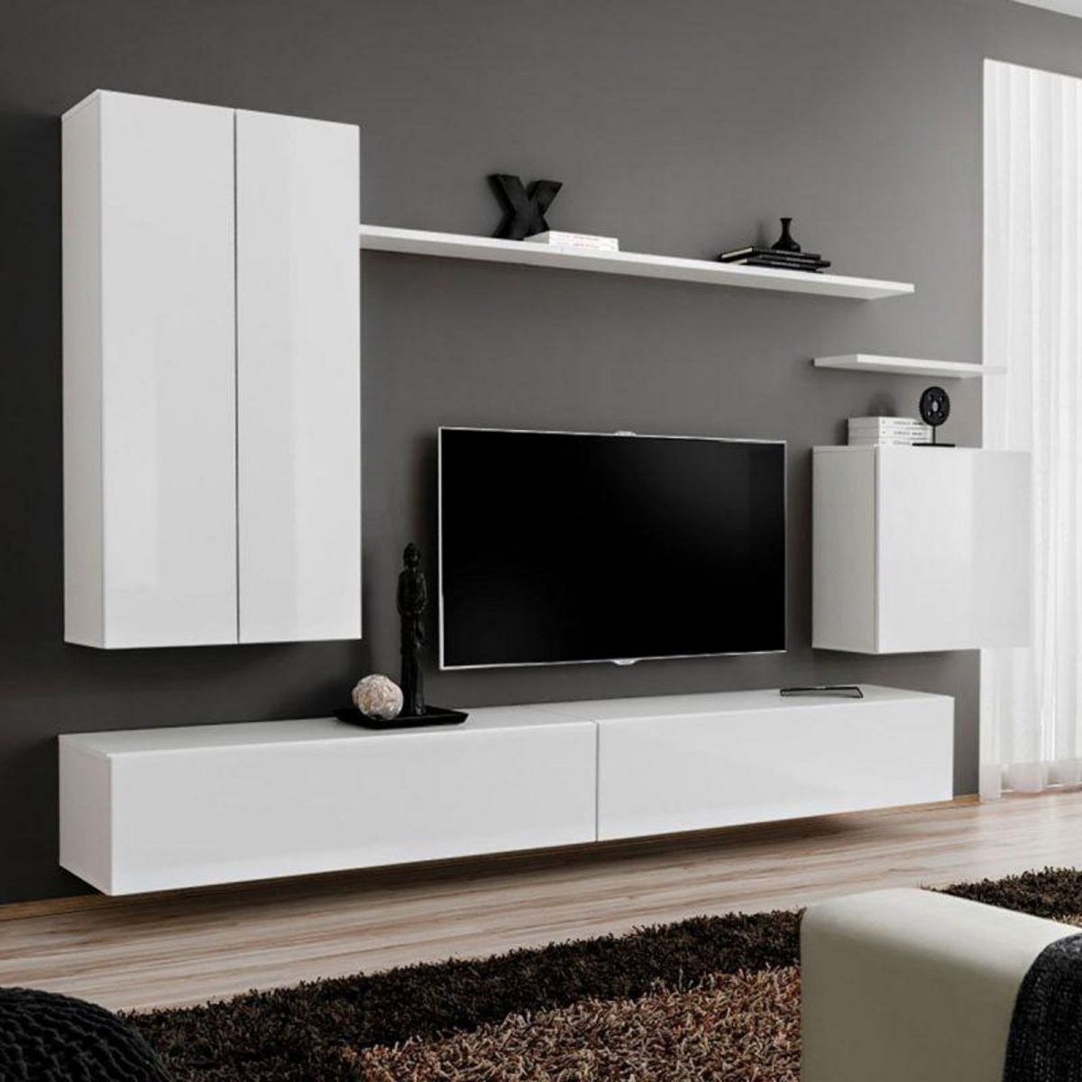 Paris Prix Meuble TV Mural Design  Switch II  270cm Blanc