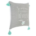 ATMOSPHERA Coussin Déco  4 Pompons  40x40cm Gris