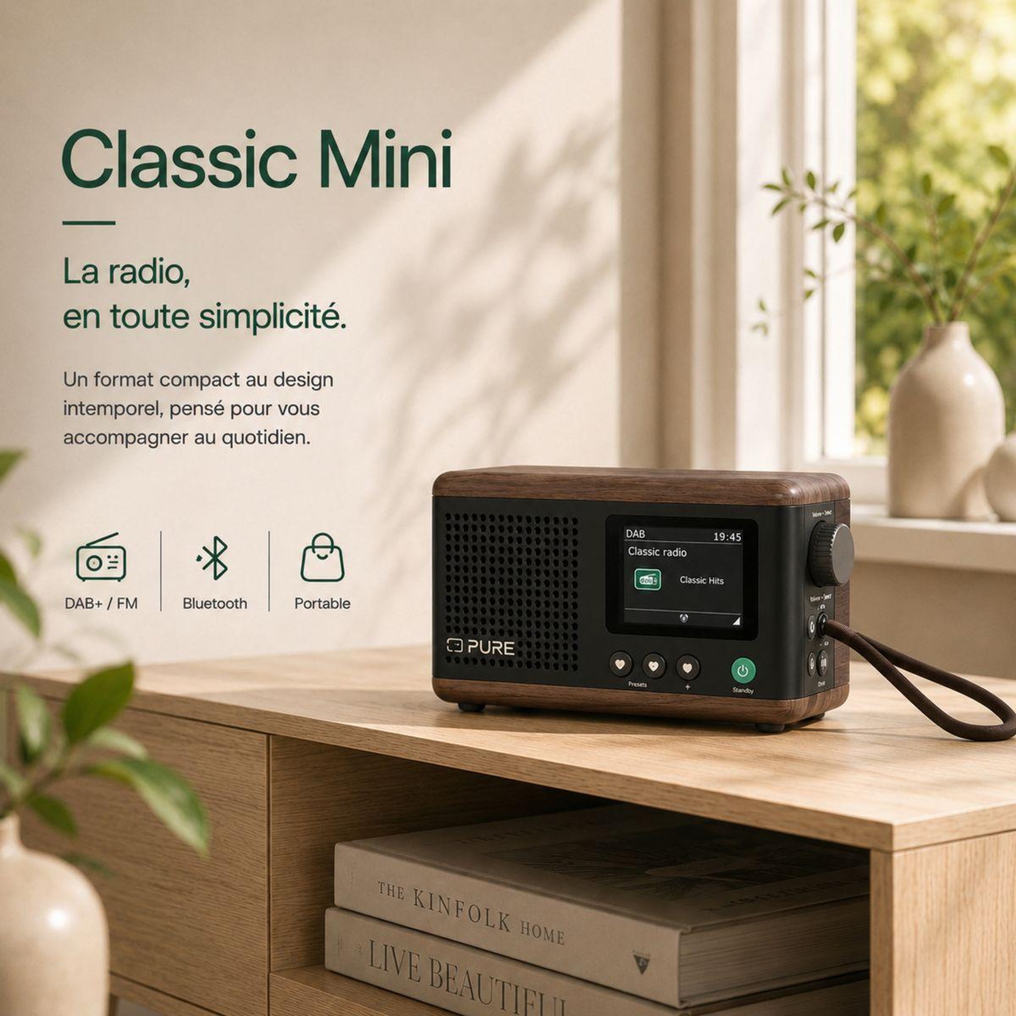 Voir la diapositive 3 : PURE Radio DAB Classic Mini Coffee Black/Walnt