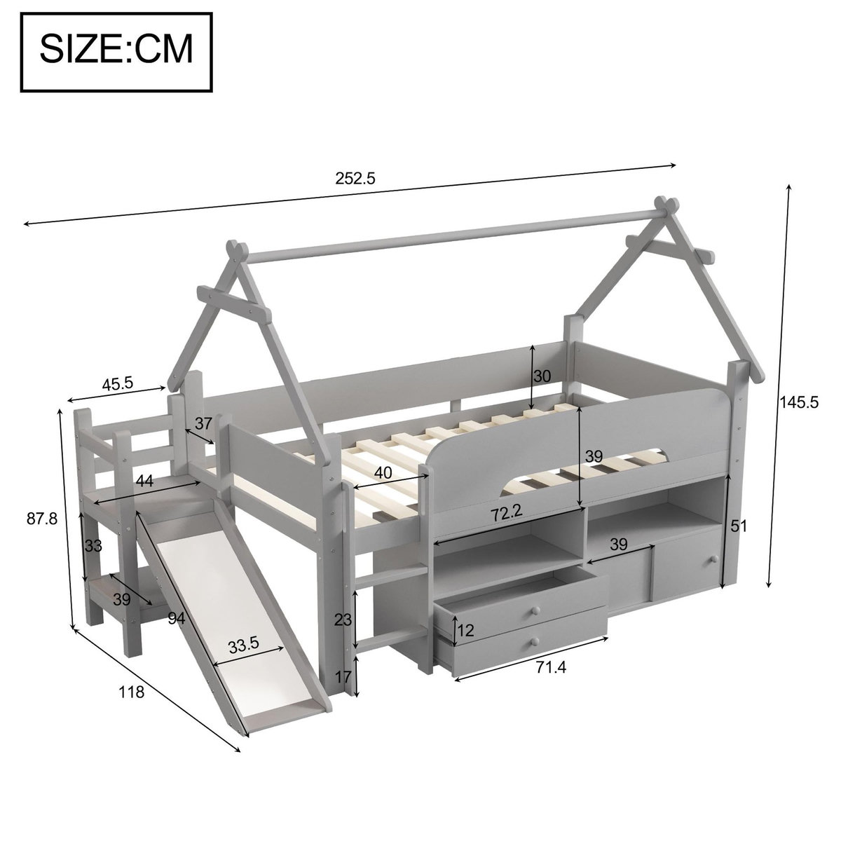 MERAX Lit mezzanine enfant