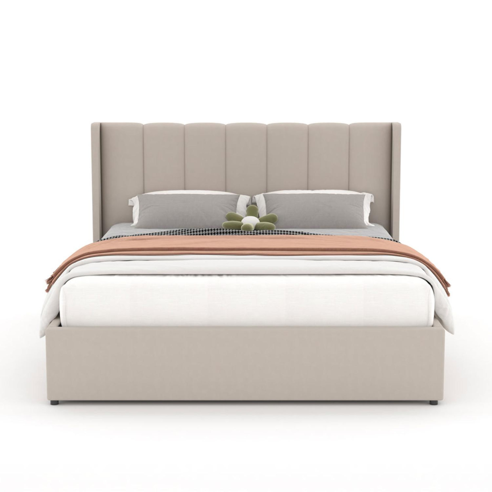 Voir la diapositive 6 : CONCEPT USINE Lit coffre design 140x190cm en velours beige arlington