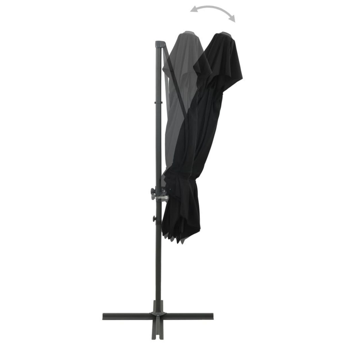 VIDAXL Parasol de jardin en porte-a-faux a double toit noir 250x250 cm