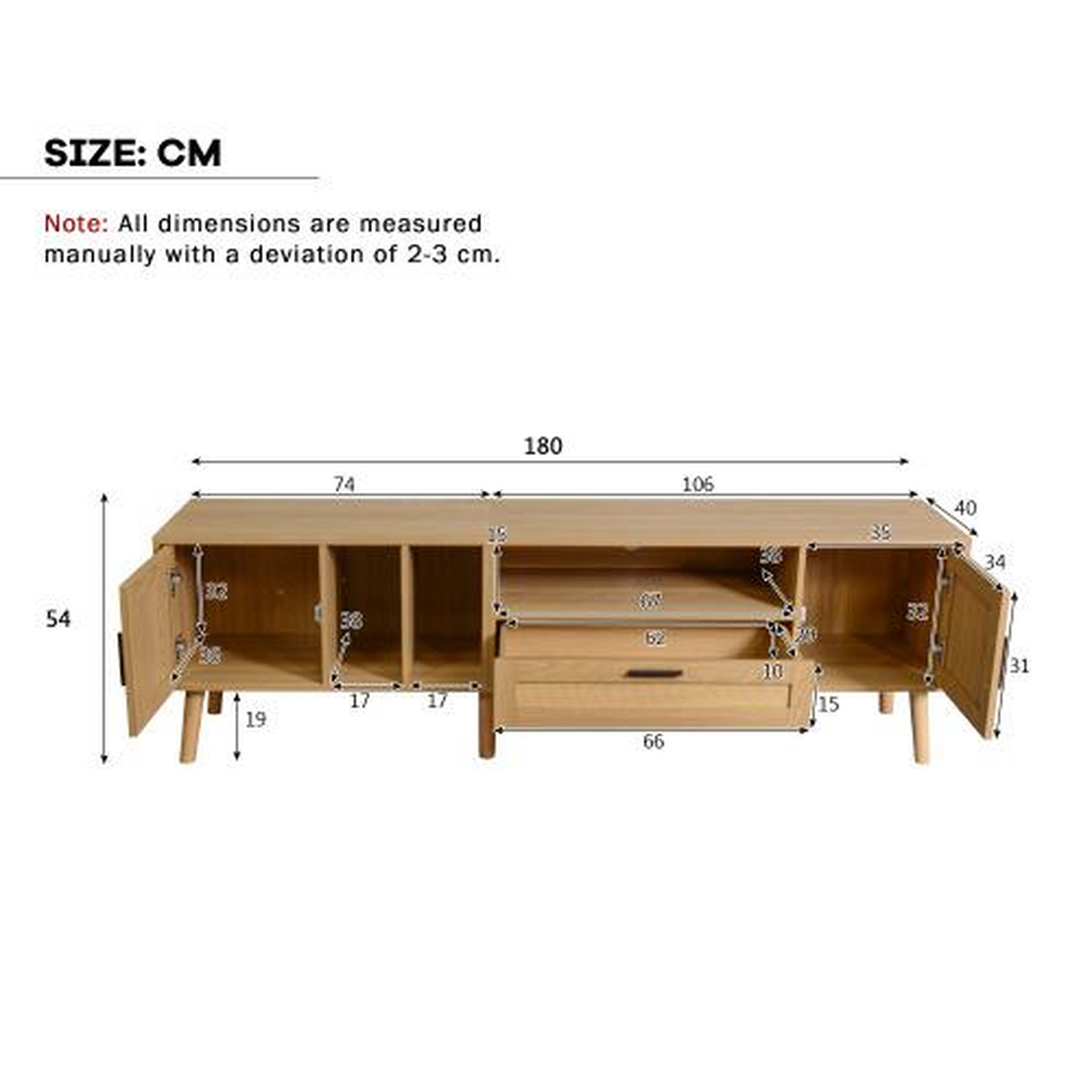 Voir la diapositive 3 : MERAX Meuble tv naturel 180 cm panneau de particules