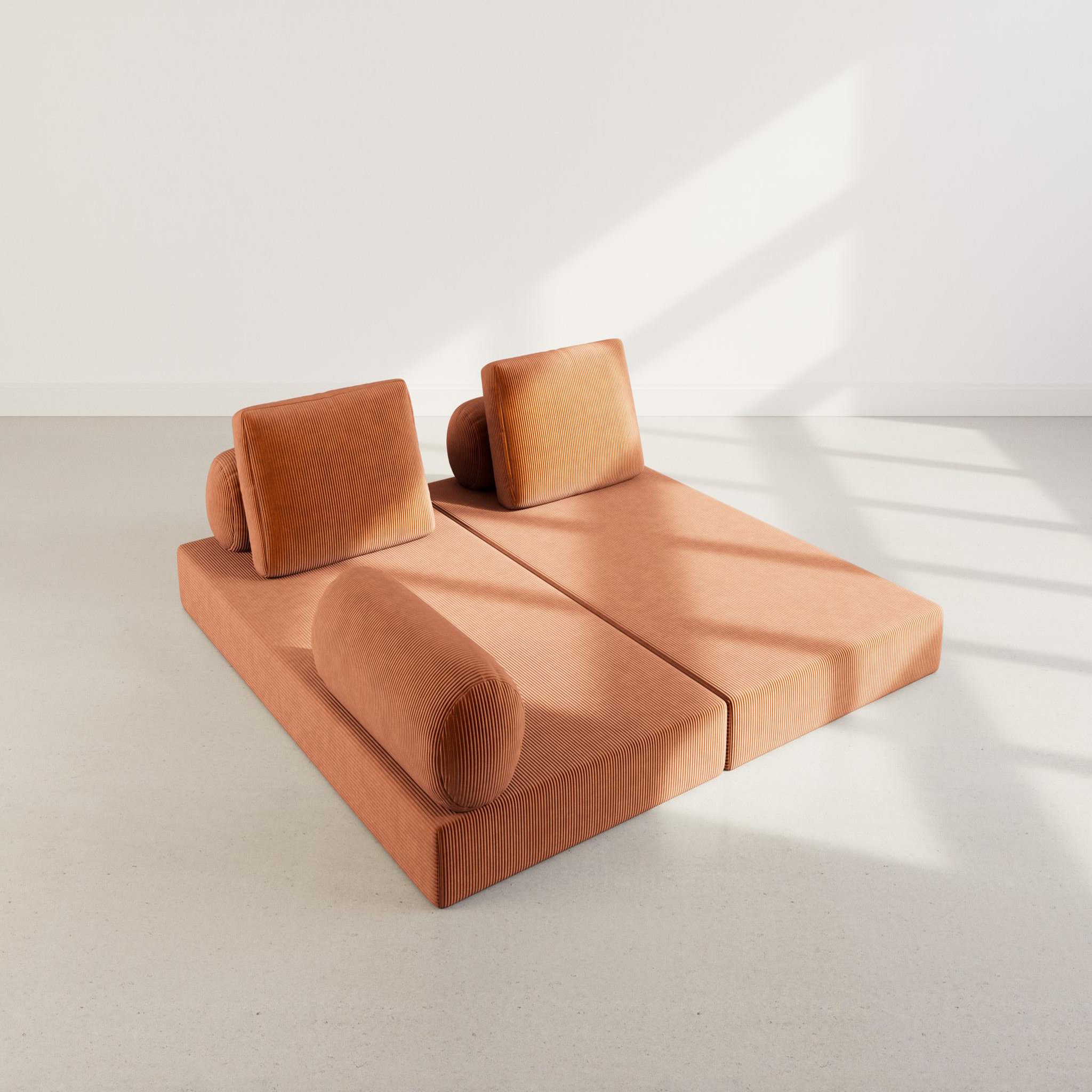 Voir la diapositive 6 : LISA DESIGN Lonny - canapé 3 places convertible en velours côtelé