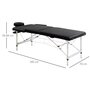 Voir la diapositive 3 : HOMCOM Table de massage pliable 3 zones hauteur réglable dim. 185L x 70l x 59-84H cm sac transport alu. synthétique PVC noir