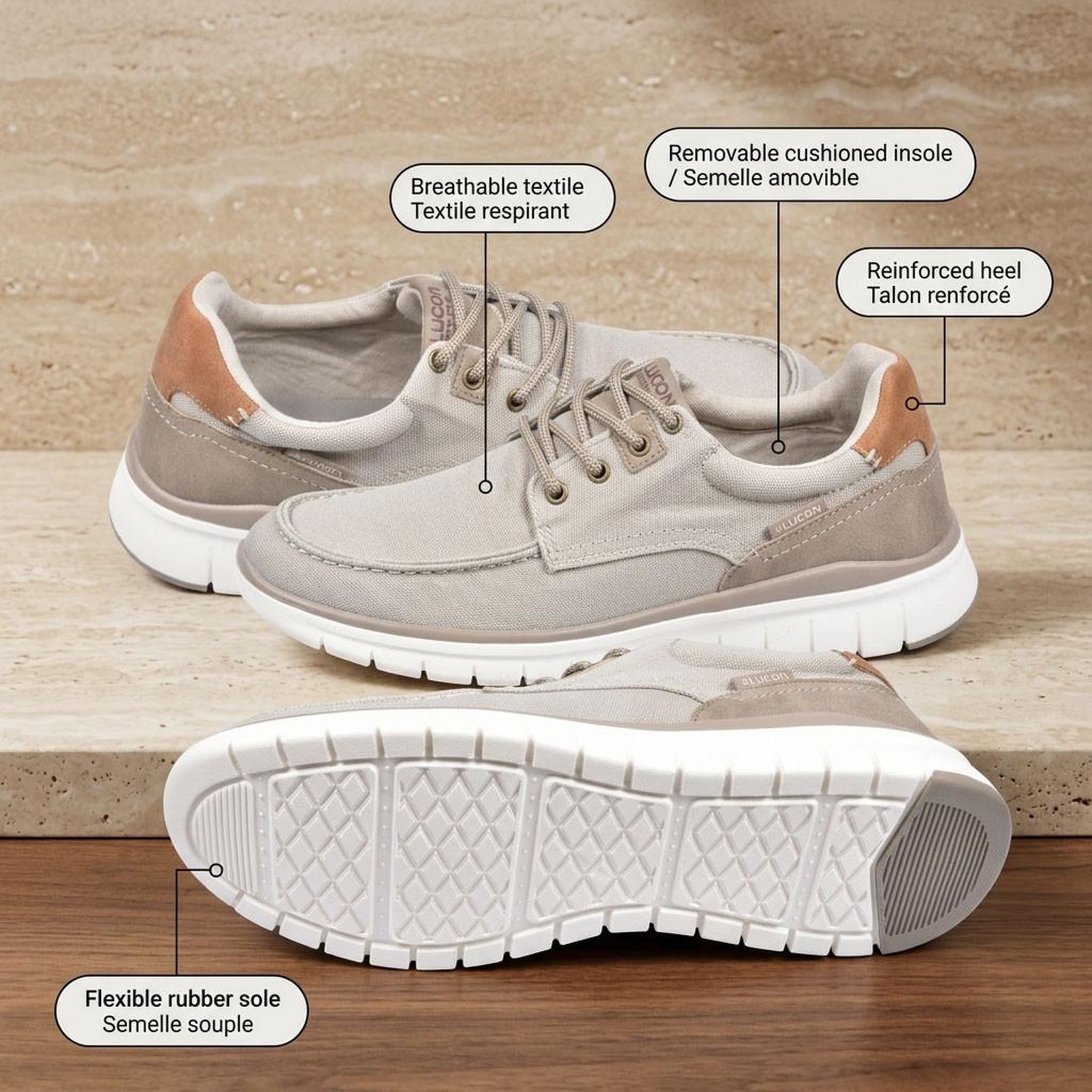 Voir la diapositive 4 : OZABI OZABI Basket homme confort semelle souple style bateau