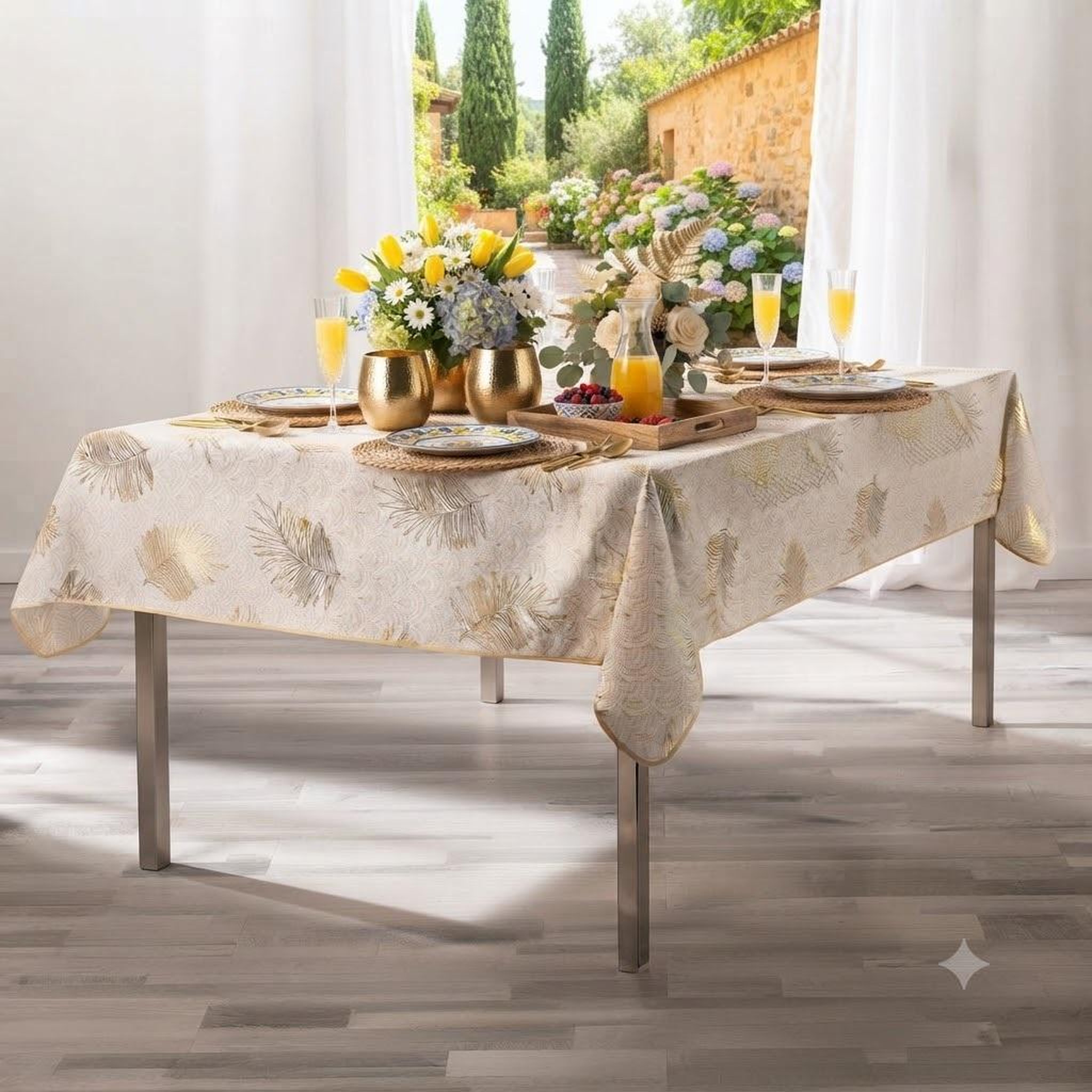 Voir la diapositive 2 : Eden Nappe metallise sunny gold design et moderne