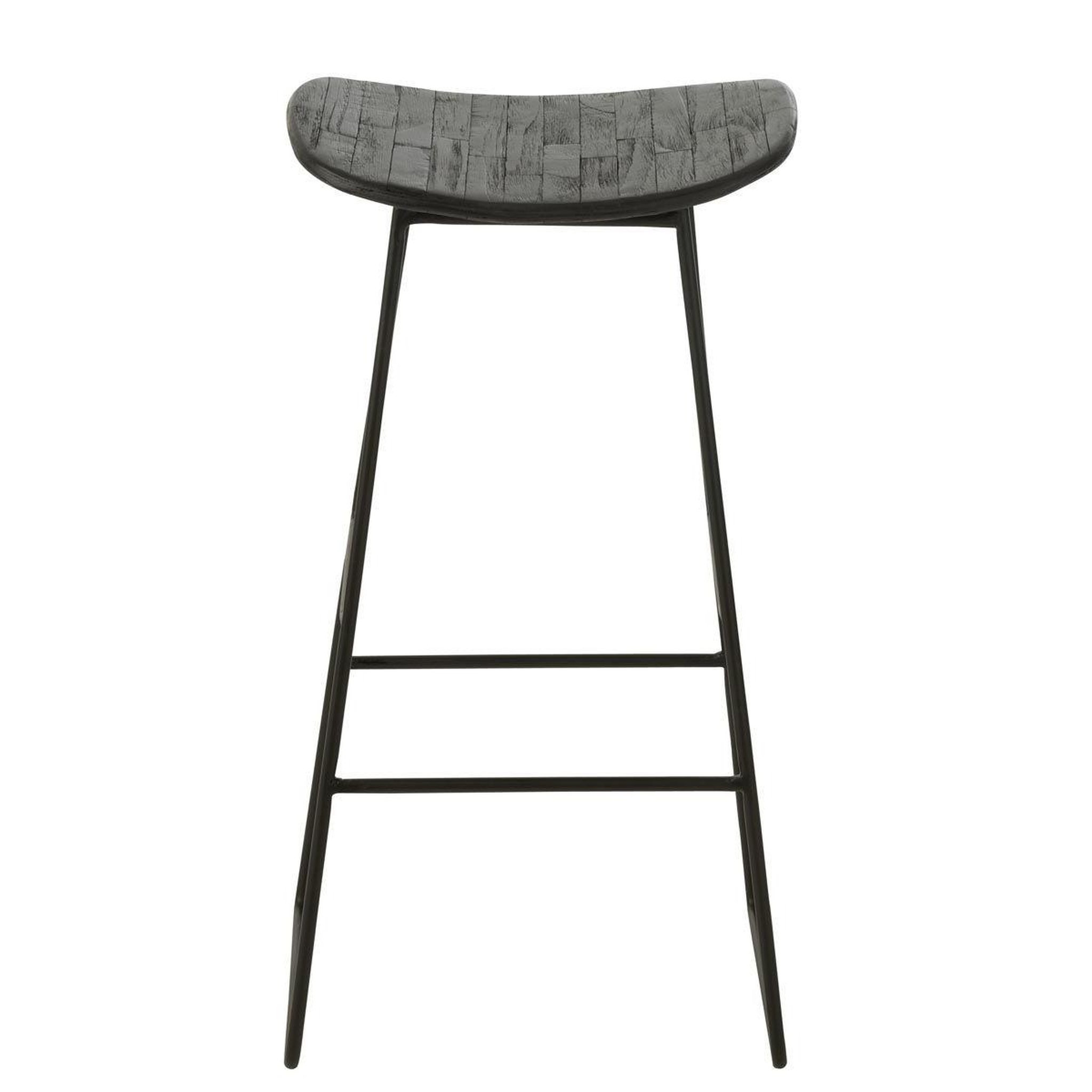 Voir la diapositive 3 : J-LINE Tabouret de Bar en Bois  Teck  74cm Noir