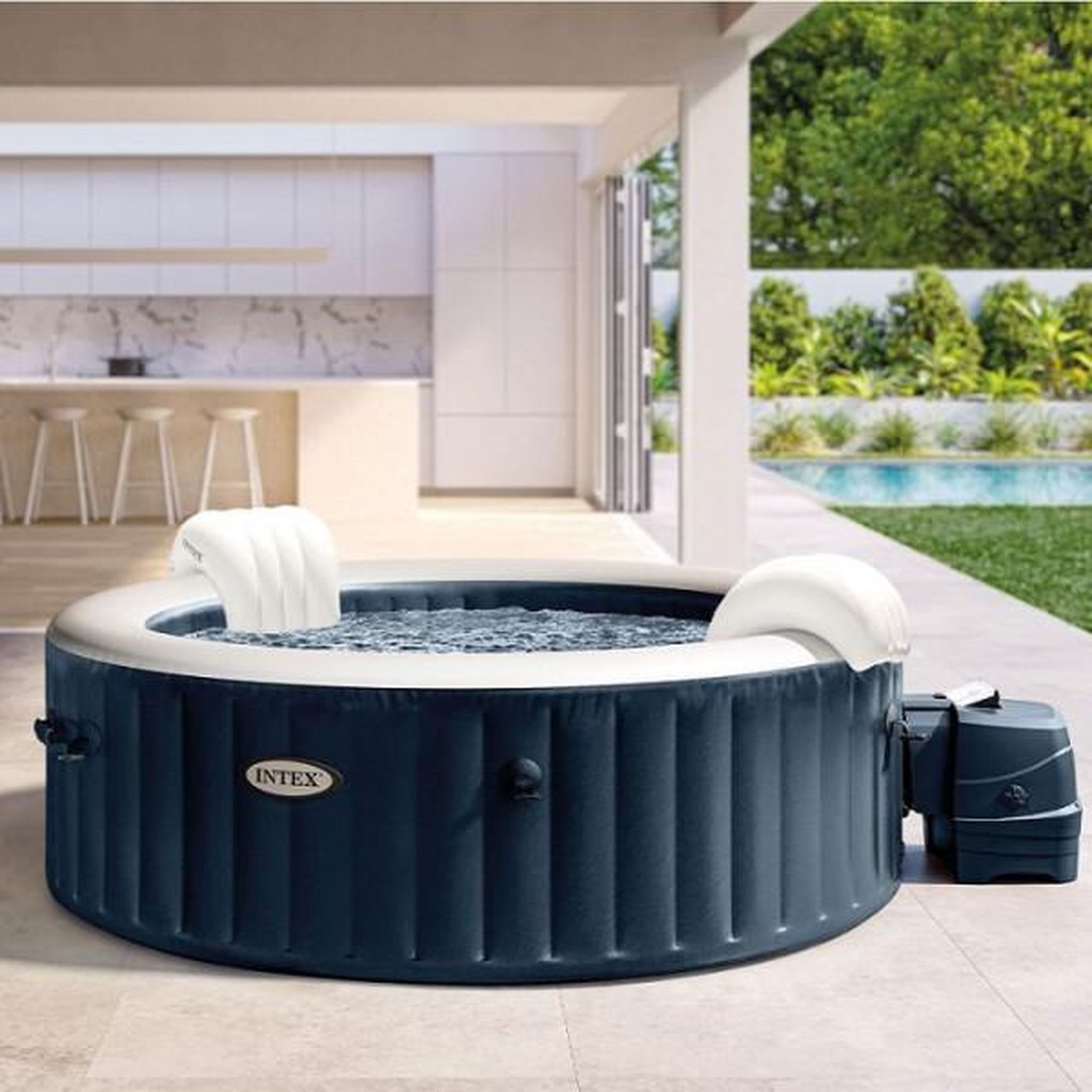 Voir la diapositive 2 : INTEX Spa gonflable INTEX - Blue Navy - 216 x 71 cm - 6 places - Rond - 28432NP