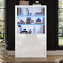 Voir la diapositive 2 : MERAX Vitrine blanc 2 étagères led - 100x170 cm mdf