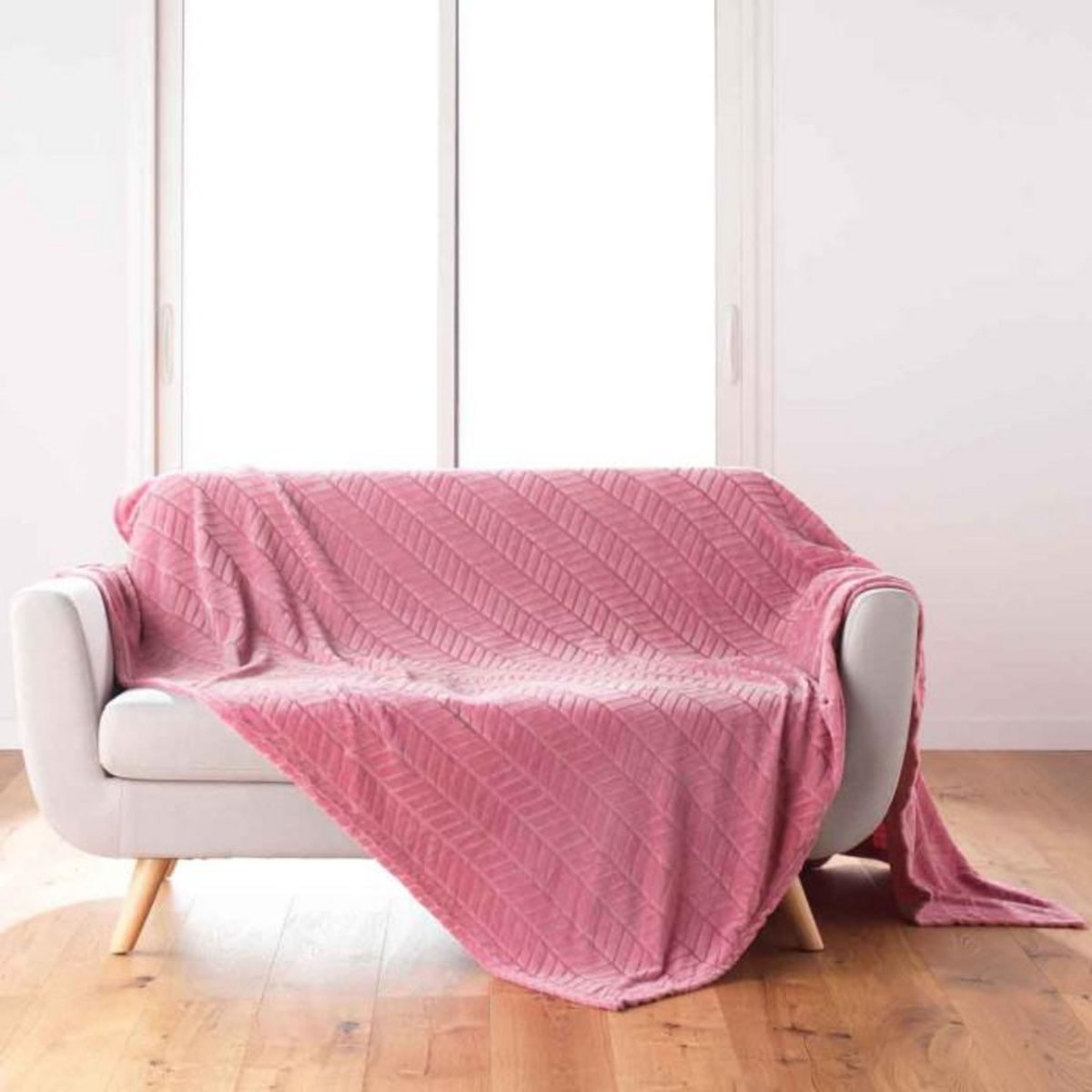 Paris Prix Plaid Flanelle Uni  Arya  180x220cm Rose