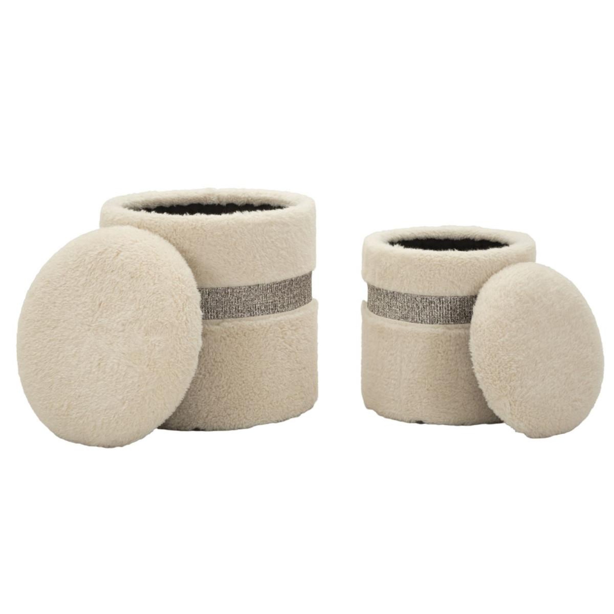 Voir la diapositive 2 : Paris Prix Lot de 2 poufs coffres  saint moritz  47cm crème