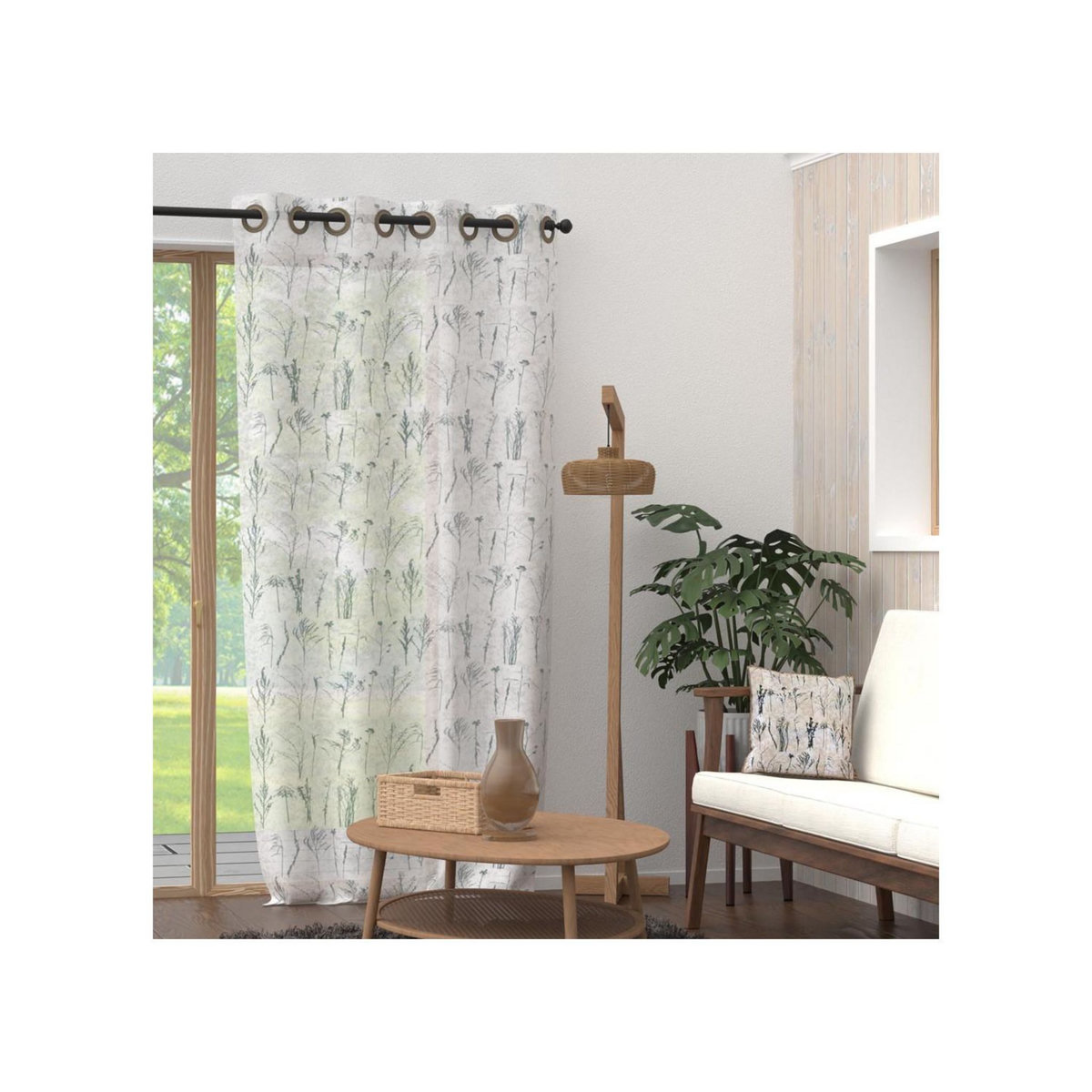 SOLEIL D'OCRE Voile à oeillets en pur coton 135x250 cm AMBRE, par Soleil d'Ocre