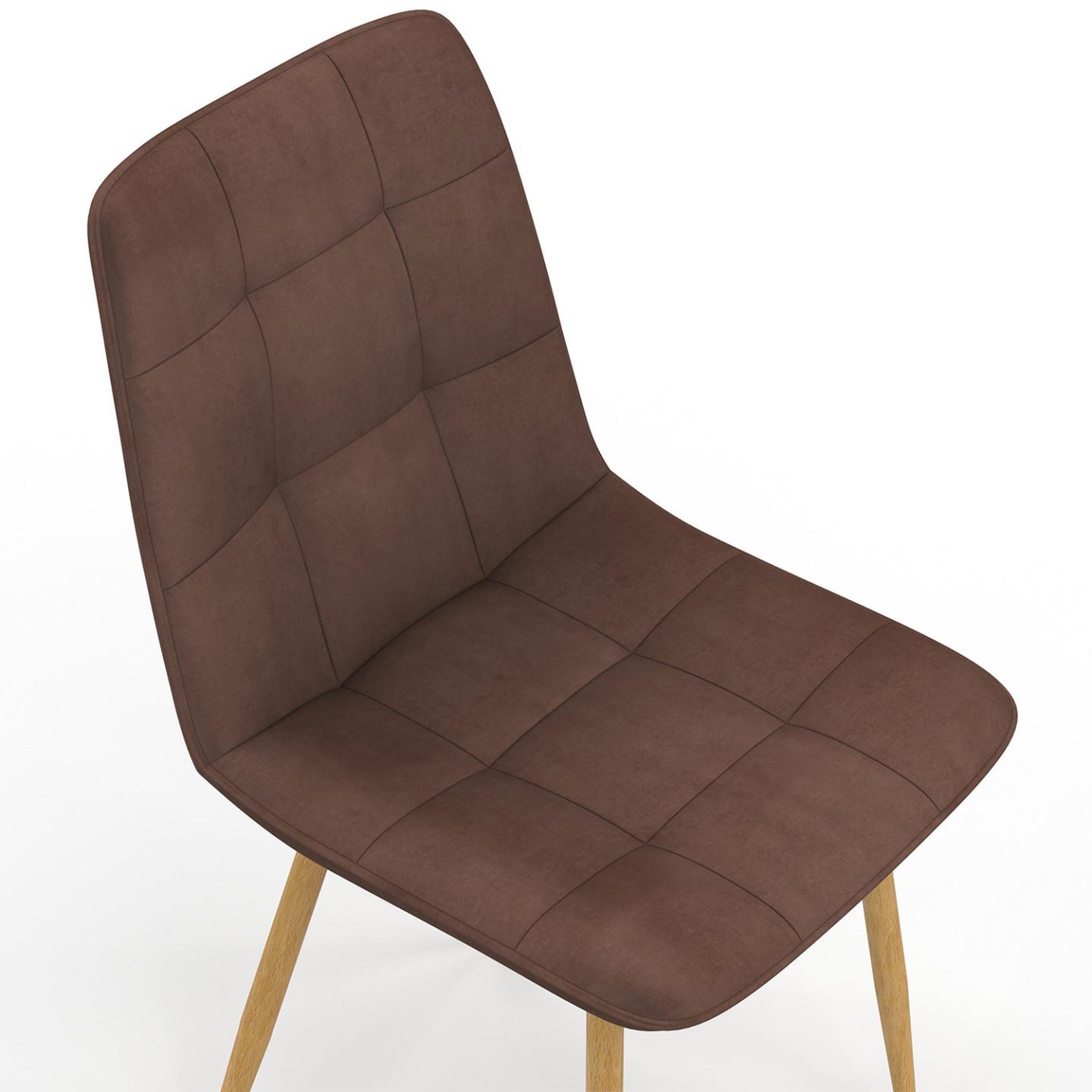 Voir la diapositive 6 : ID MARKET Lot de 6 chaises mila en velours mix color taupe x2, beige x2, marron x2 et pieds effet bois pour salle à manger