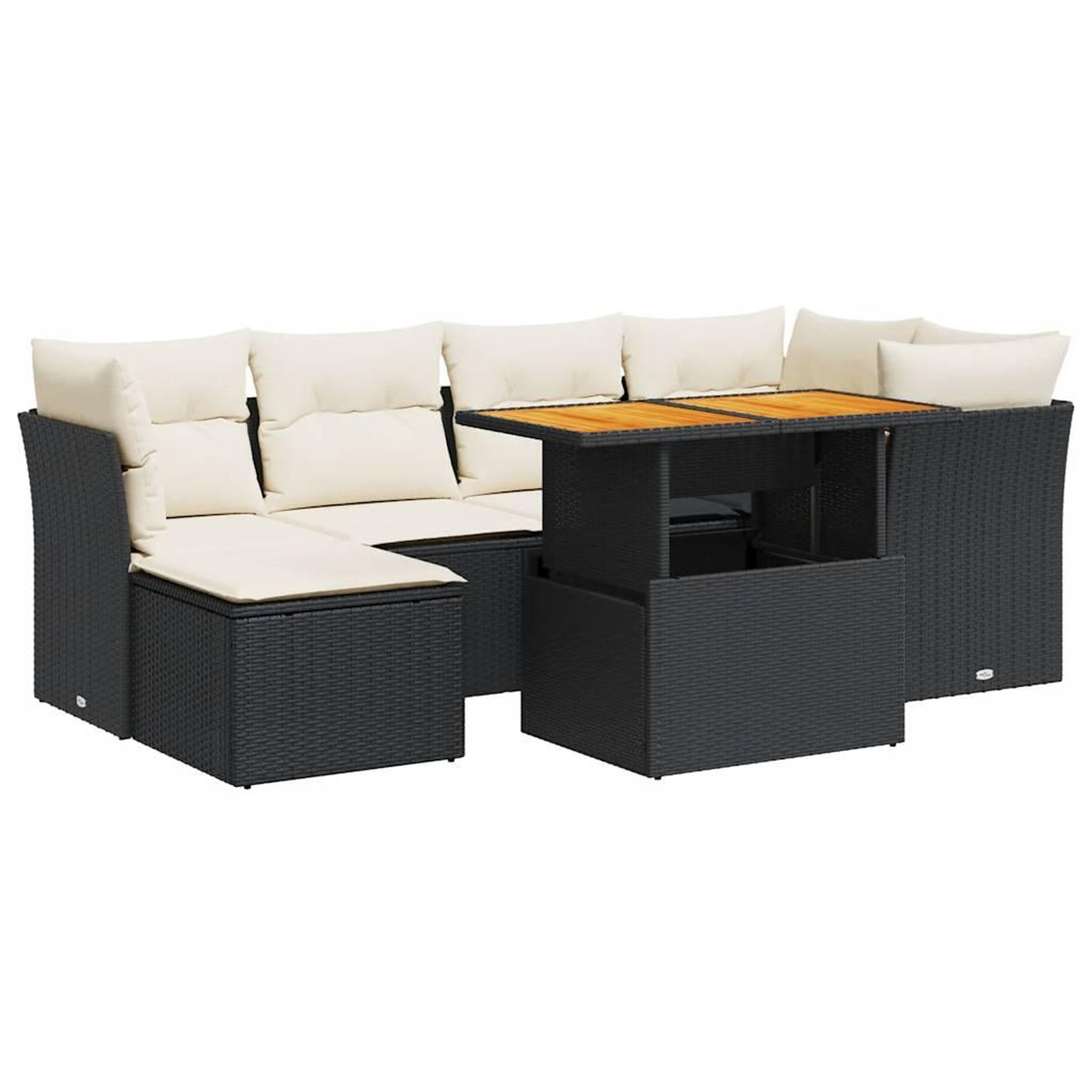 Voir la diapositive 2 : VIDAXL Salon de jardin 7 pcs avec coussins noir resine tressee
