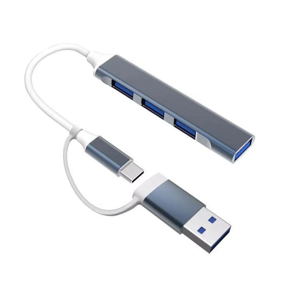 MOXIE Hub USB Moxie 4 en 1 avec adaptateur USB C Femelle vers USB A Mâle Argent