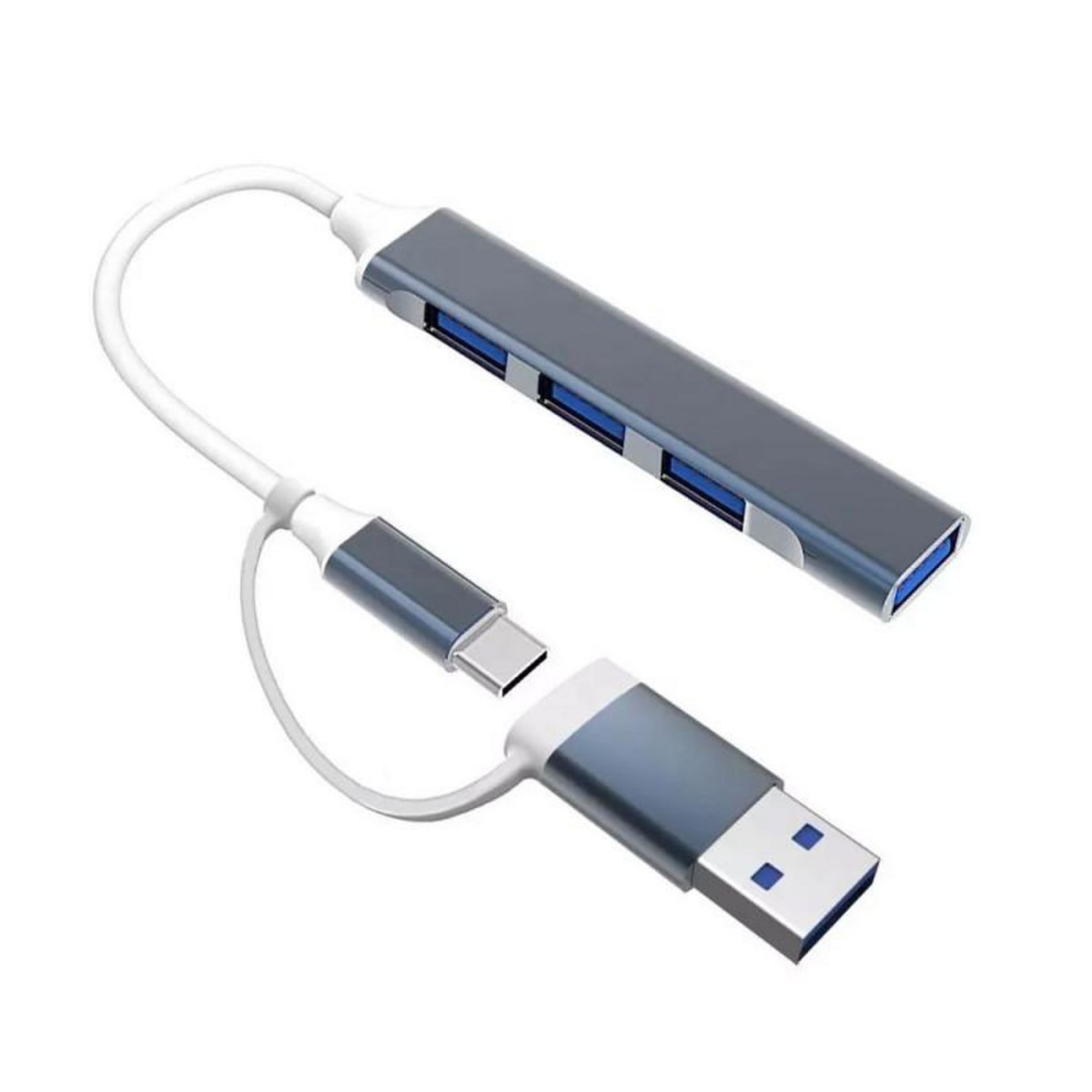 MOXIE Hub USB Moxie 4 en 1 avec adaptateur USB C Femelle vers USB A Mâle Argent