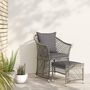 Voir la diapositive 1 : VIDAXL Salon de jardin 2 pcs avec coussins Gris Resine tressee