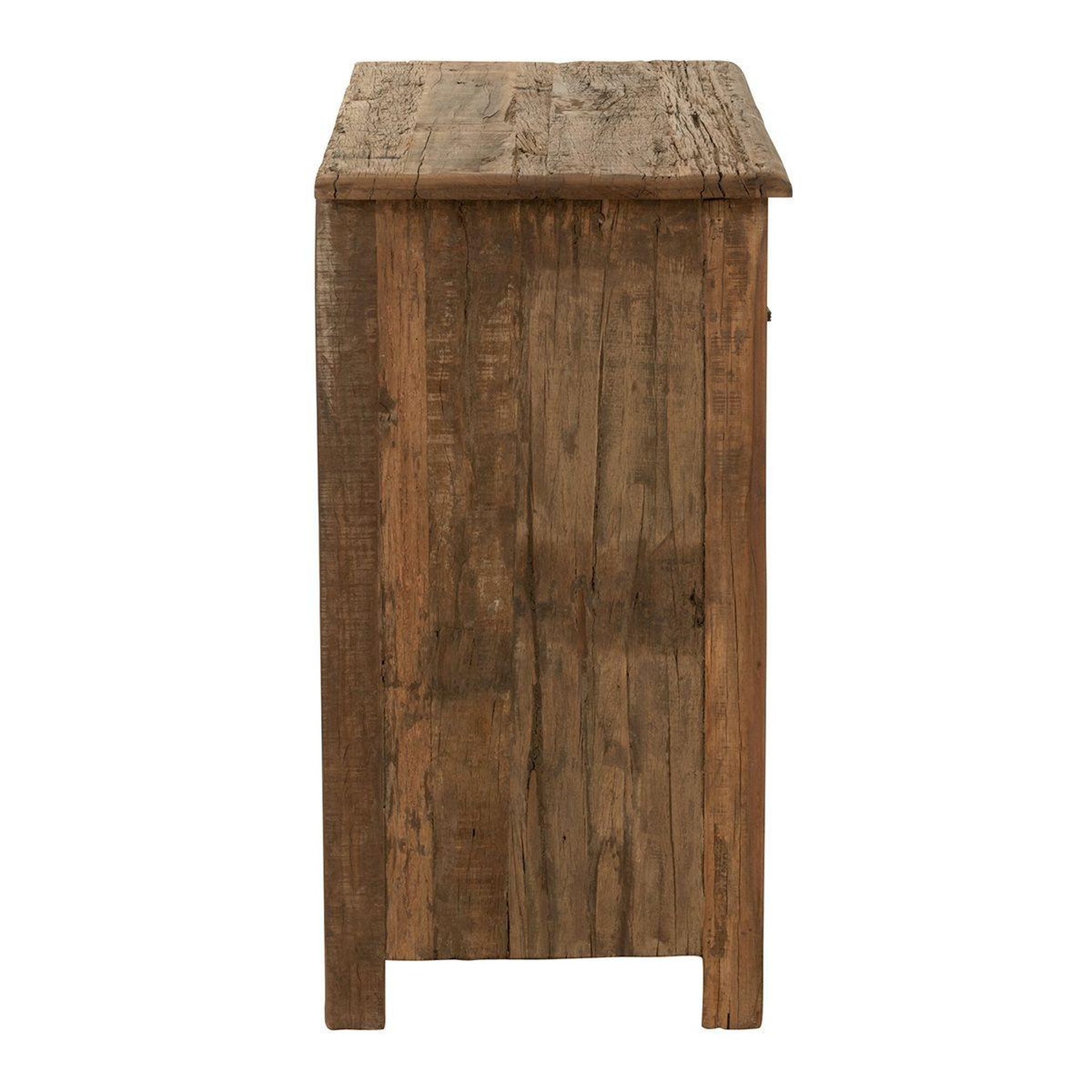 Voir la diapositive 5 : J-LINE Commode 3 tiroirs en bois  vieilli  100cm marron