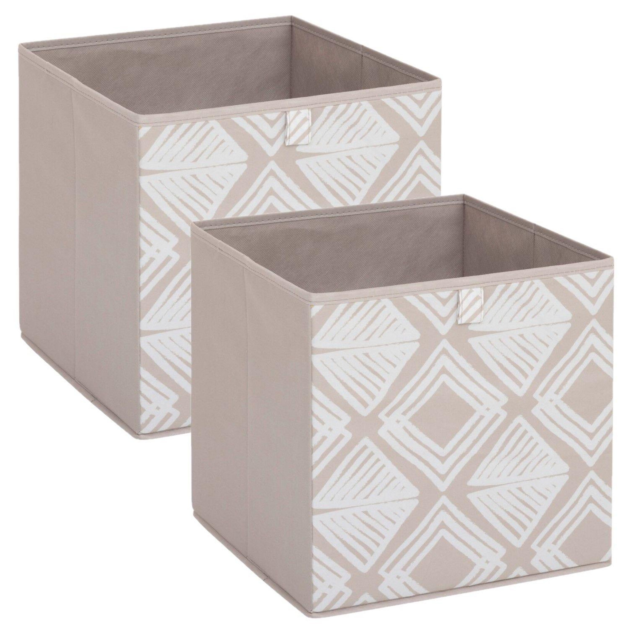 TOILINUX Lot de 2 boites de rangement bohema - l. 31 x l.31 x h. 31 cm - beige