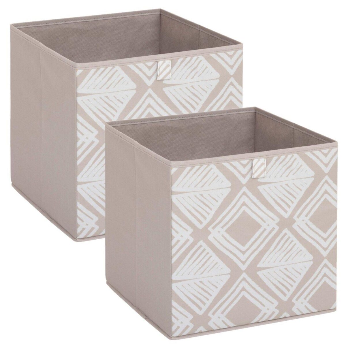 FIVE Lot de 2 boites de rangement BOHEMA - L. 31 x l.31 x H. 31 cm - Beige