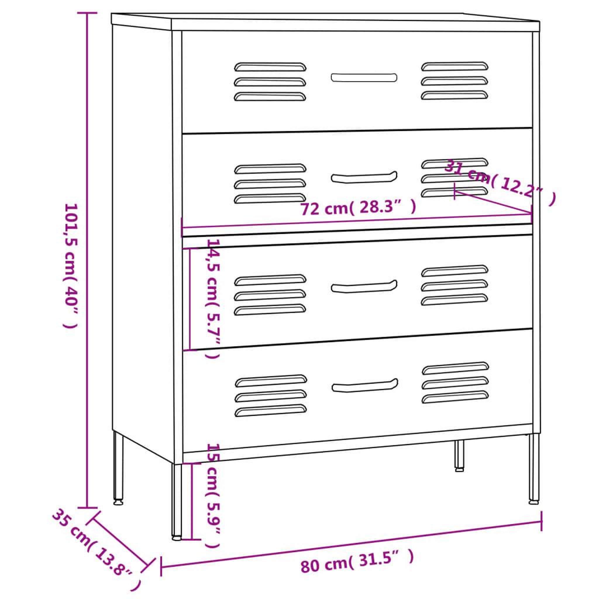 Voir la diapositive 6 : VIDAXL Commode Bleu marine 80x35x101,5 cm Acier