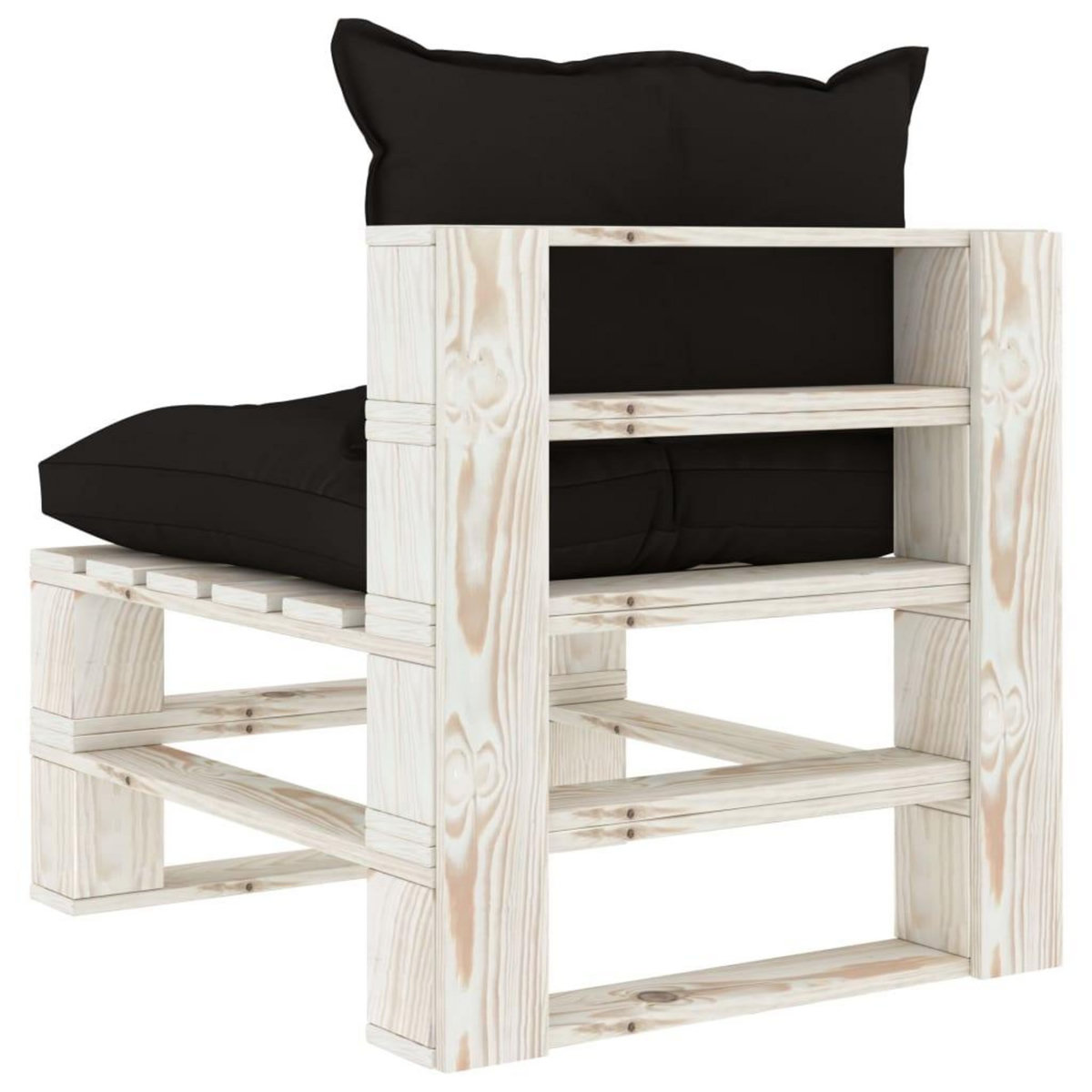 VIDAXL Canape de milieu palette de jardin avec coussins noir Bois
