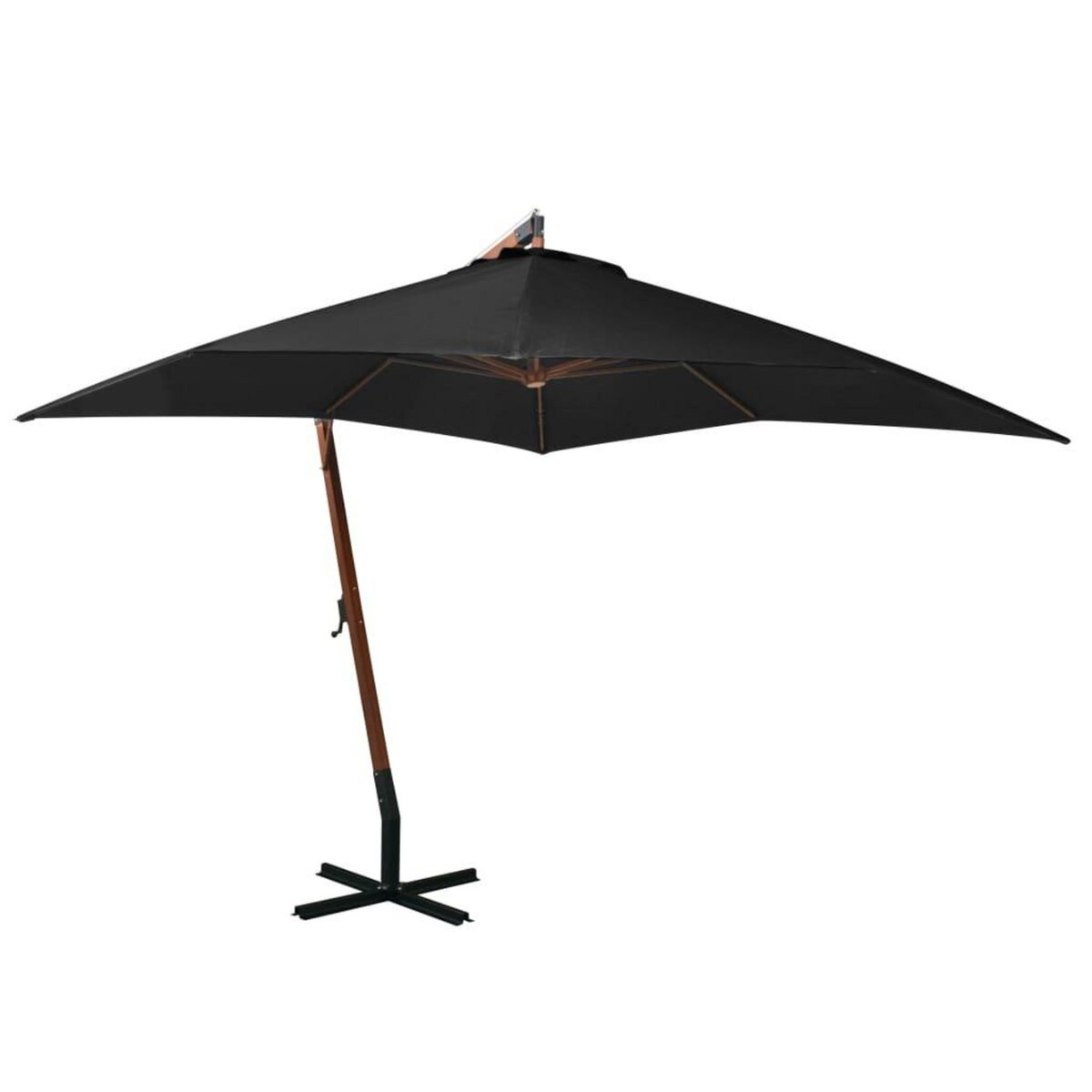 VIDAXL Parasol de jardin suspendu avec mat noir bois de sapin massif